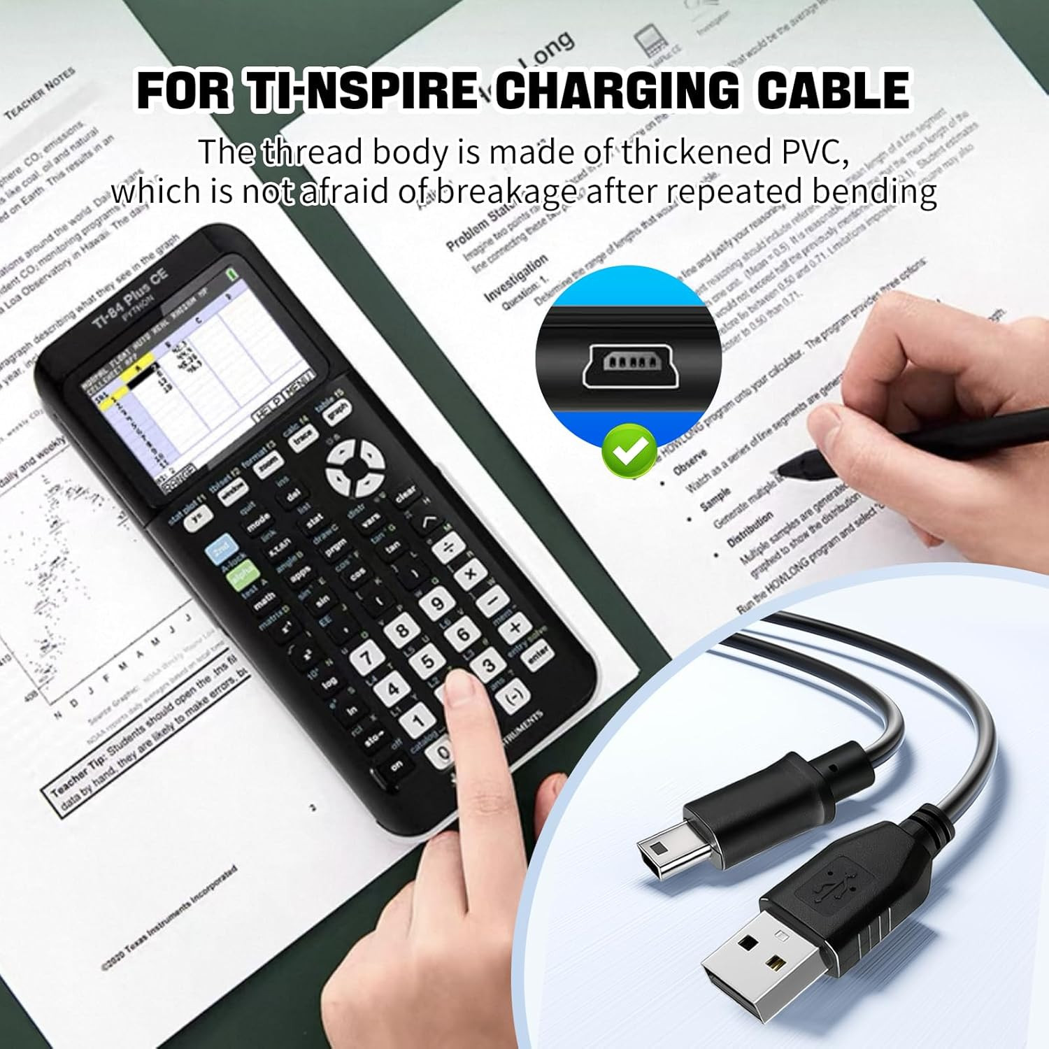 Ti 84 Plus ce Charger, ti84 Plus ce Charger Cable for Texas Instruments Calculat