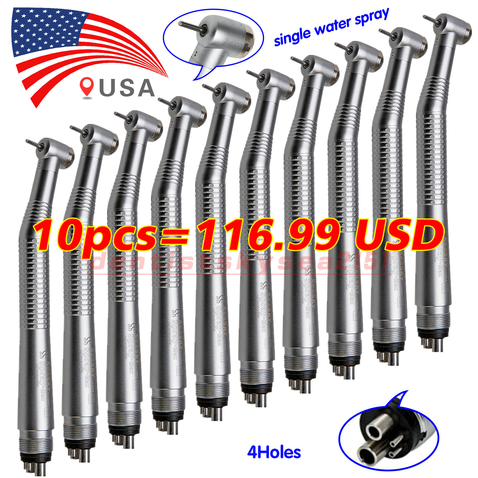 10* NSK Style Dental High Speed Handpiece Push 4Hole SEASKY-04 Y1BA4