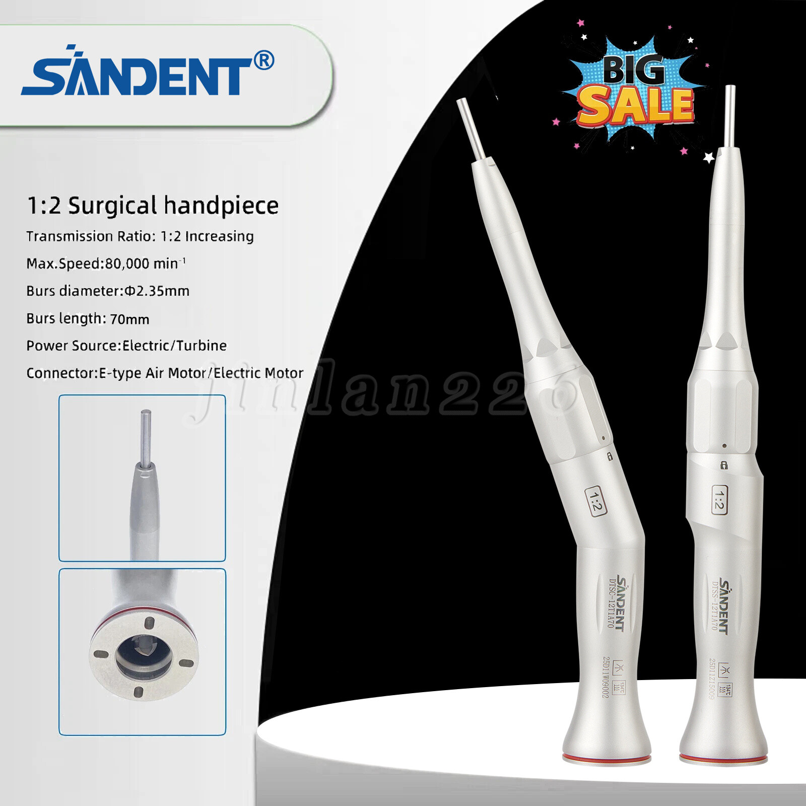 Dental Surgical Straight Handpiece 1:1 1:2 Oral Surgery 20 Degree External /Nose