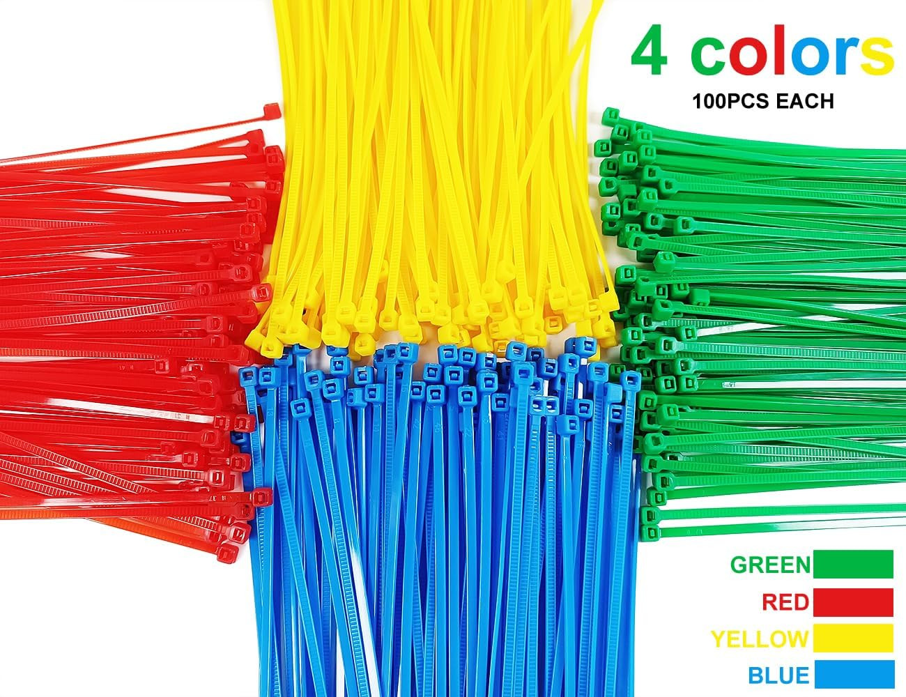 400Pack 8 Inch Multi Colors Heavy Duty Cable Zip Ties for Indoor and Outdoor Use