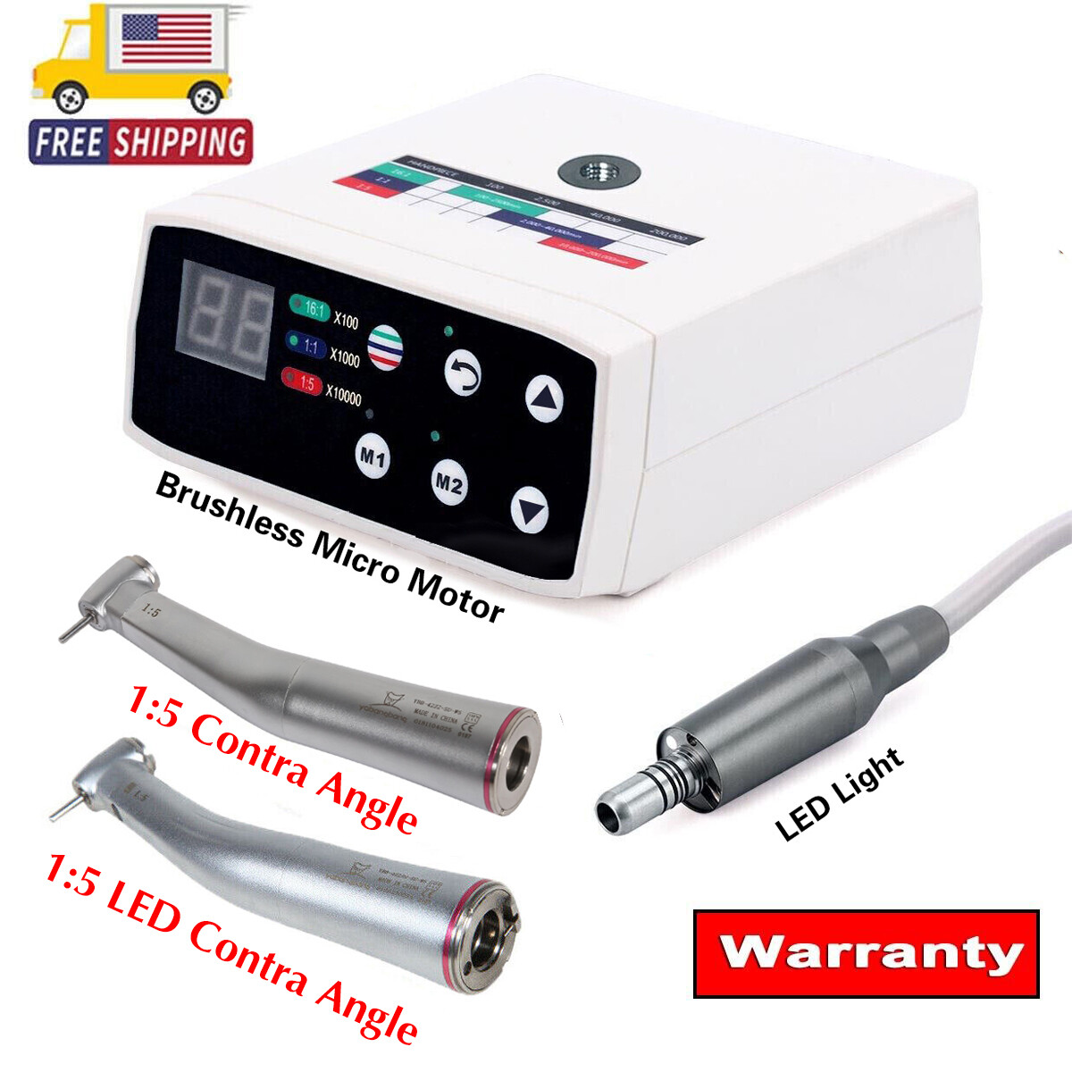 NSK Style Dental Brushless LED Micro Motor /1:5 Increasing Handpiece