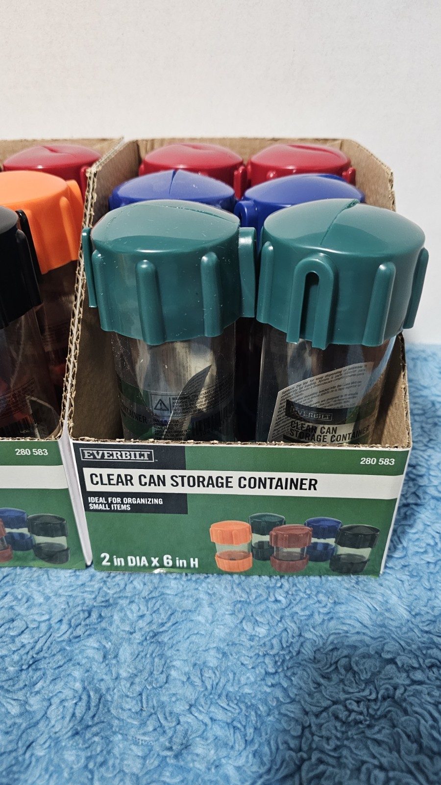 Everbilt 2 in. x 6 in. Clear Can Organizer. 12-Pack Brand New 5 Colors