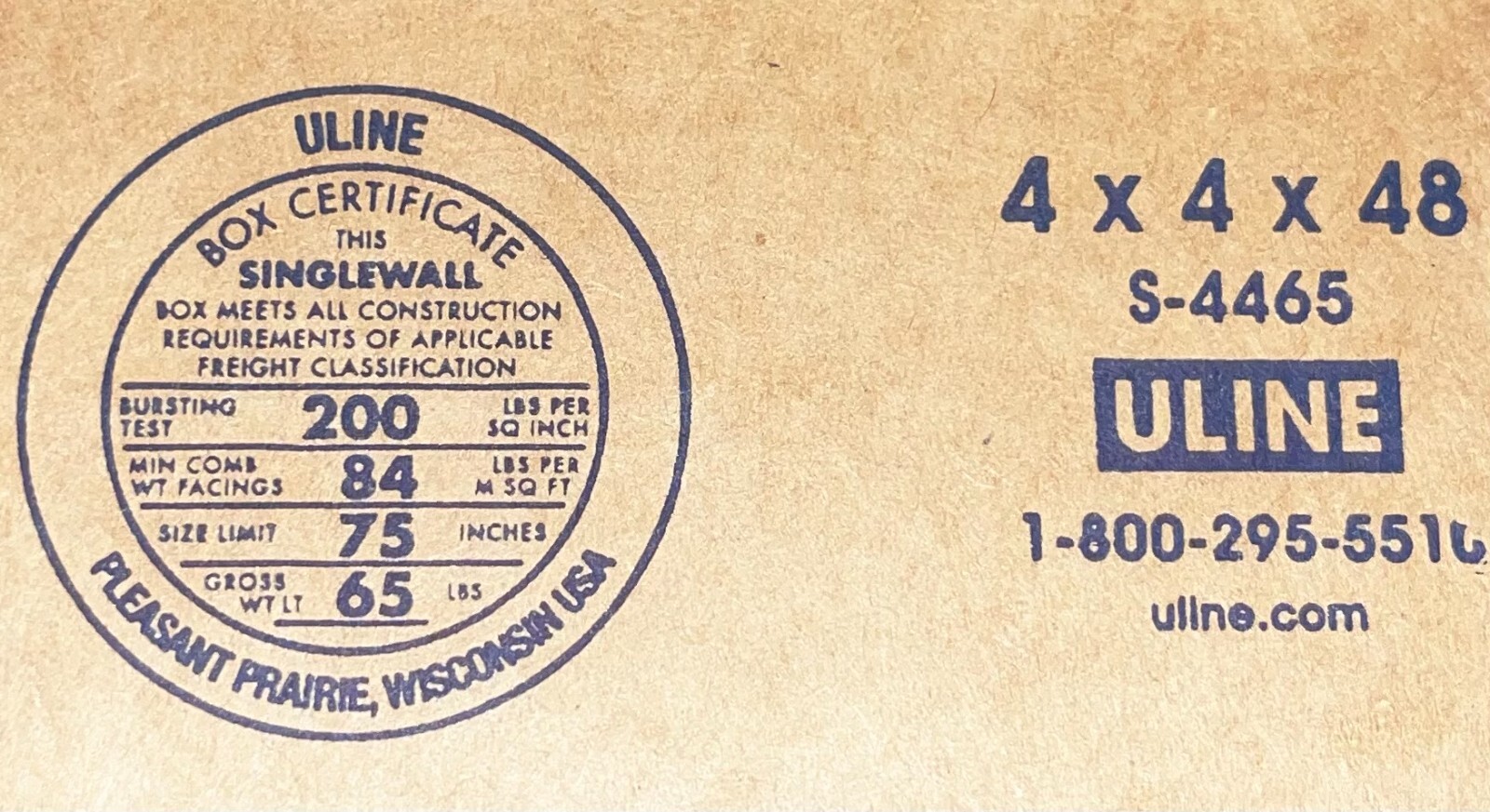 4″ x 4″ x 48″ CARDBOARD BOX – 200 lb – 5 BOX BUNDLE – TALL