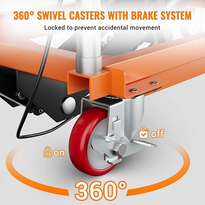 Garvee Hydraulic Scissor Lift Table Cart 1100Lbs 35.4″ Manual Heavy Duty Orange