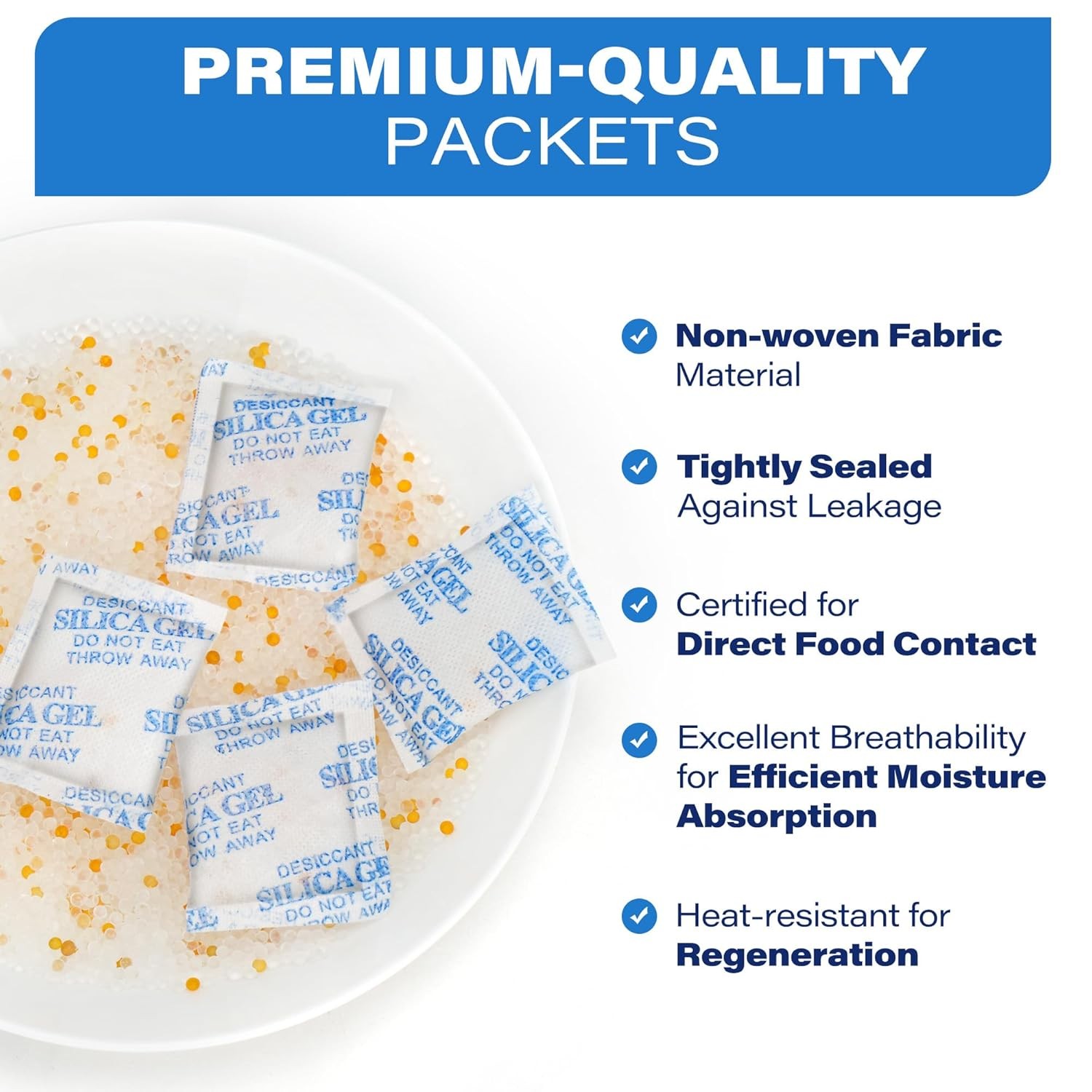 60 Packets 5g 5 Grams Silica Gel Desiccant Pack Moisture Absorber Reusable Lot