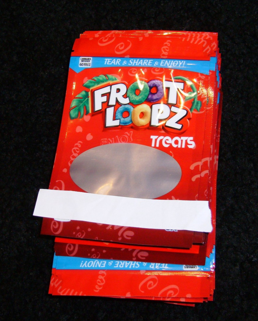 50 Pack Empty Edible Zip Lock Bag Froot Loopz 500mg