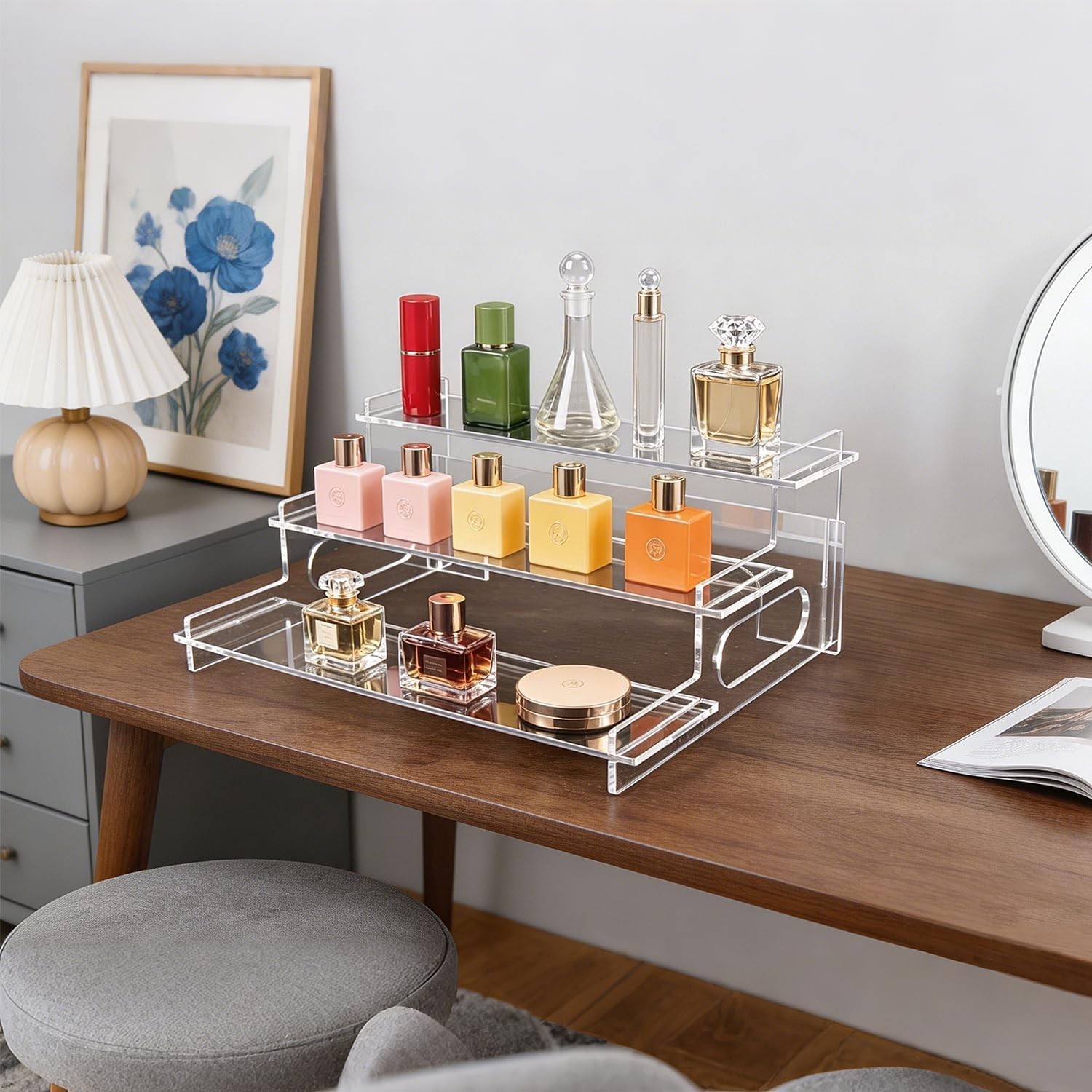 Clear Acrylic Display Risers – 3-Tier Shelf Stand for Cupcakes, Perfume, Figu…