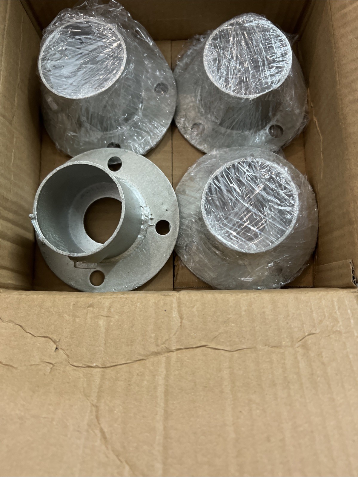 4 Pcs Round Post Bases Steel Flange Anchor Heavy Duty Brackets With Hardware 2”