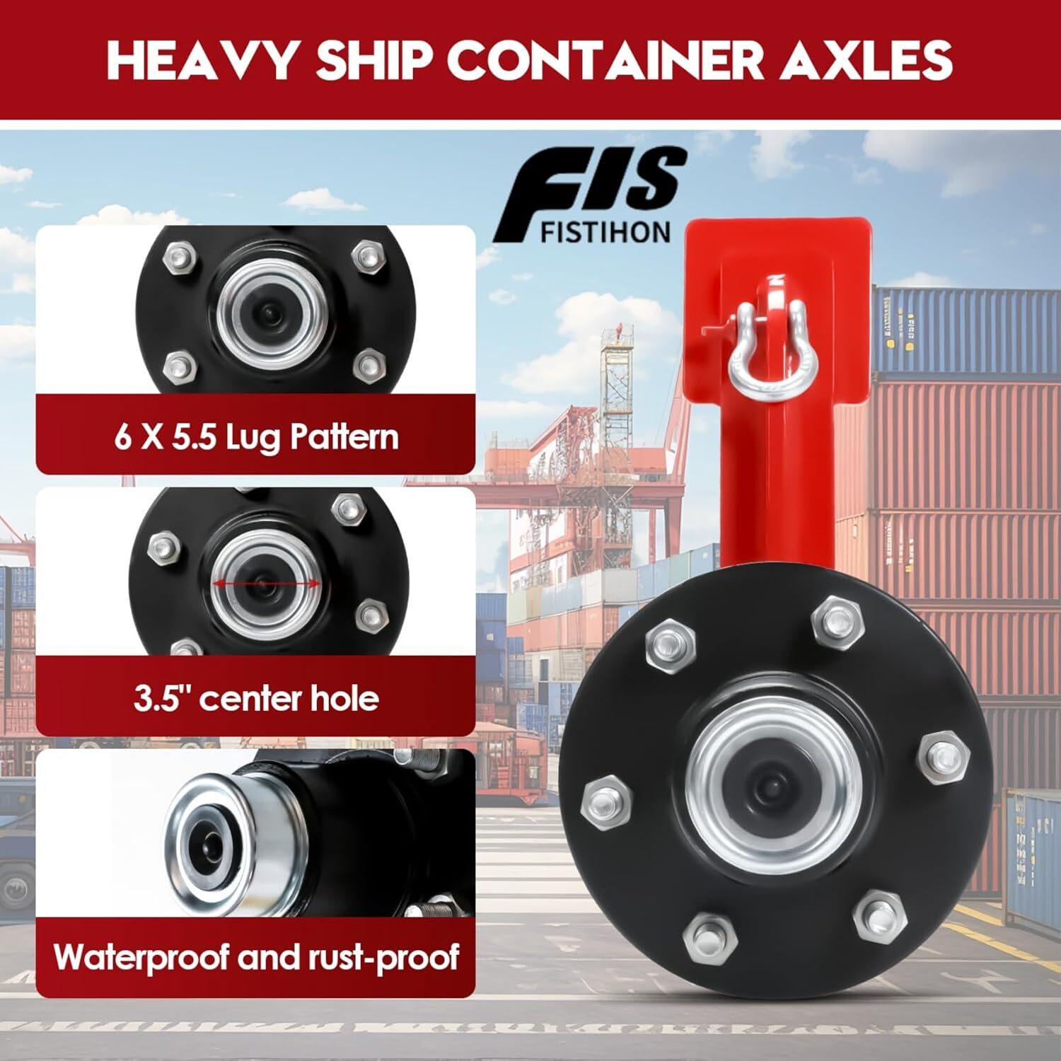 2Pack Shipping Container Wheels 6-Lug Wheels Kit, Shipping Container Accessories