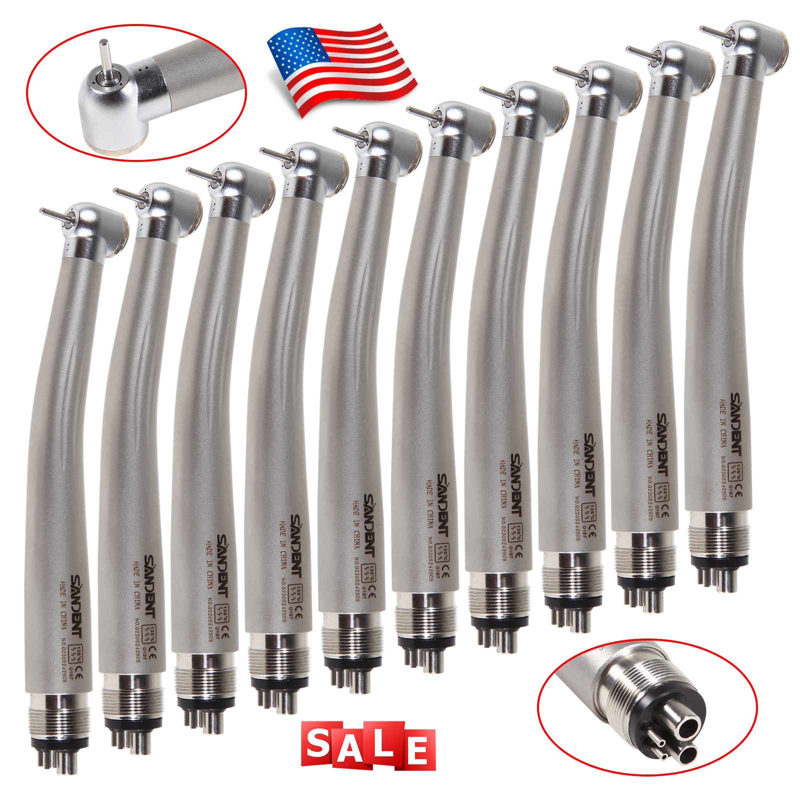 SANDENT NSK Style Dental High Speed Handpiece Push Button Turbine 2Hole 4Hole