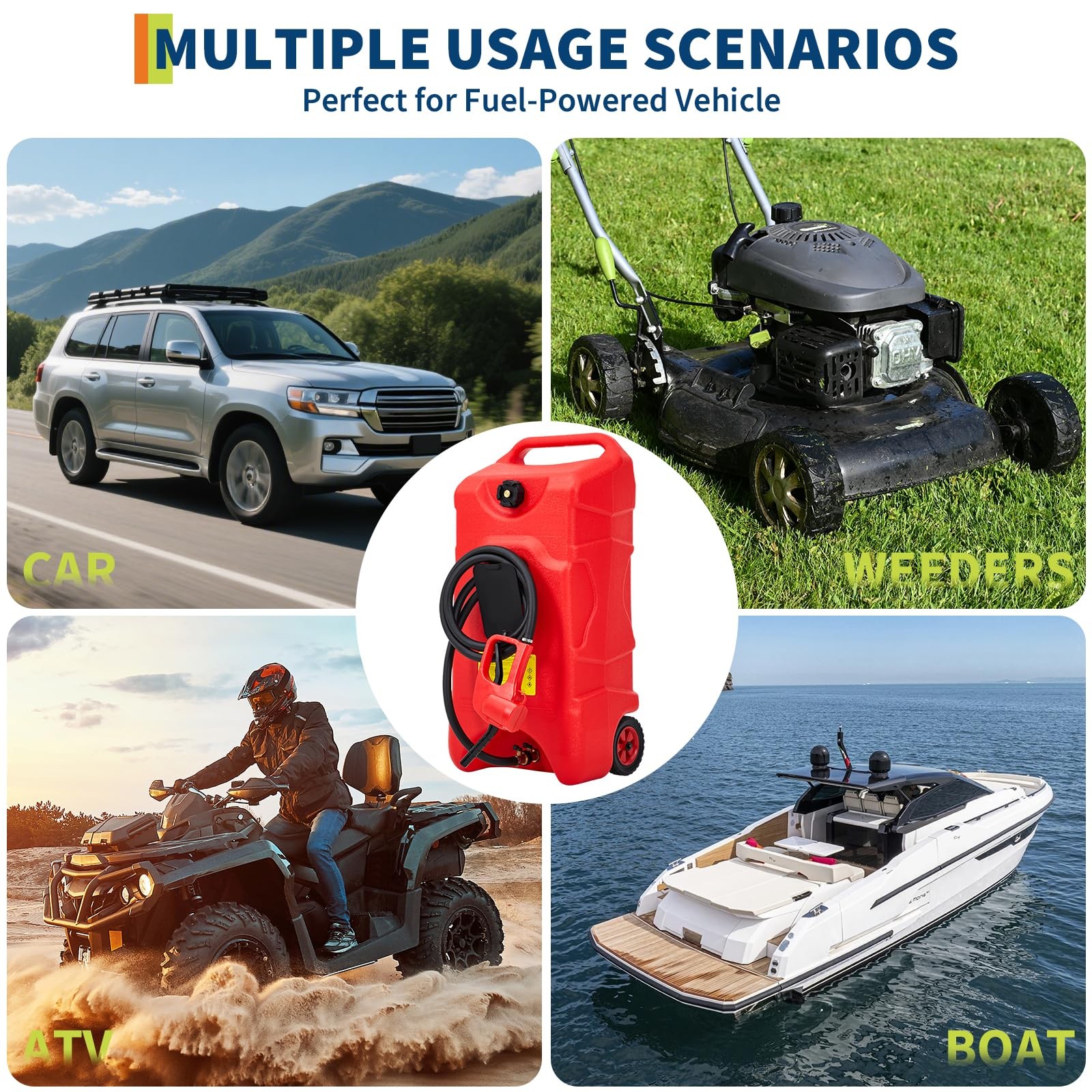 16 Gallon Gas Caddy Heavy-Duty Gas Can Fuel Caddy with Manual Fuel Transfer Red