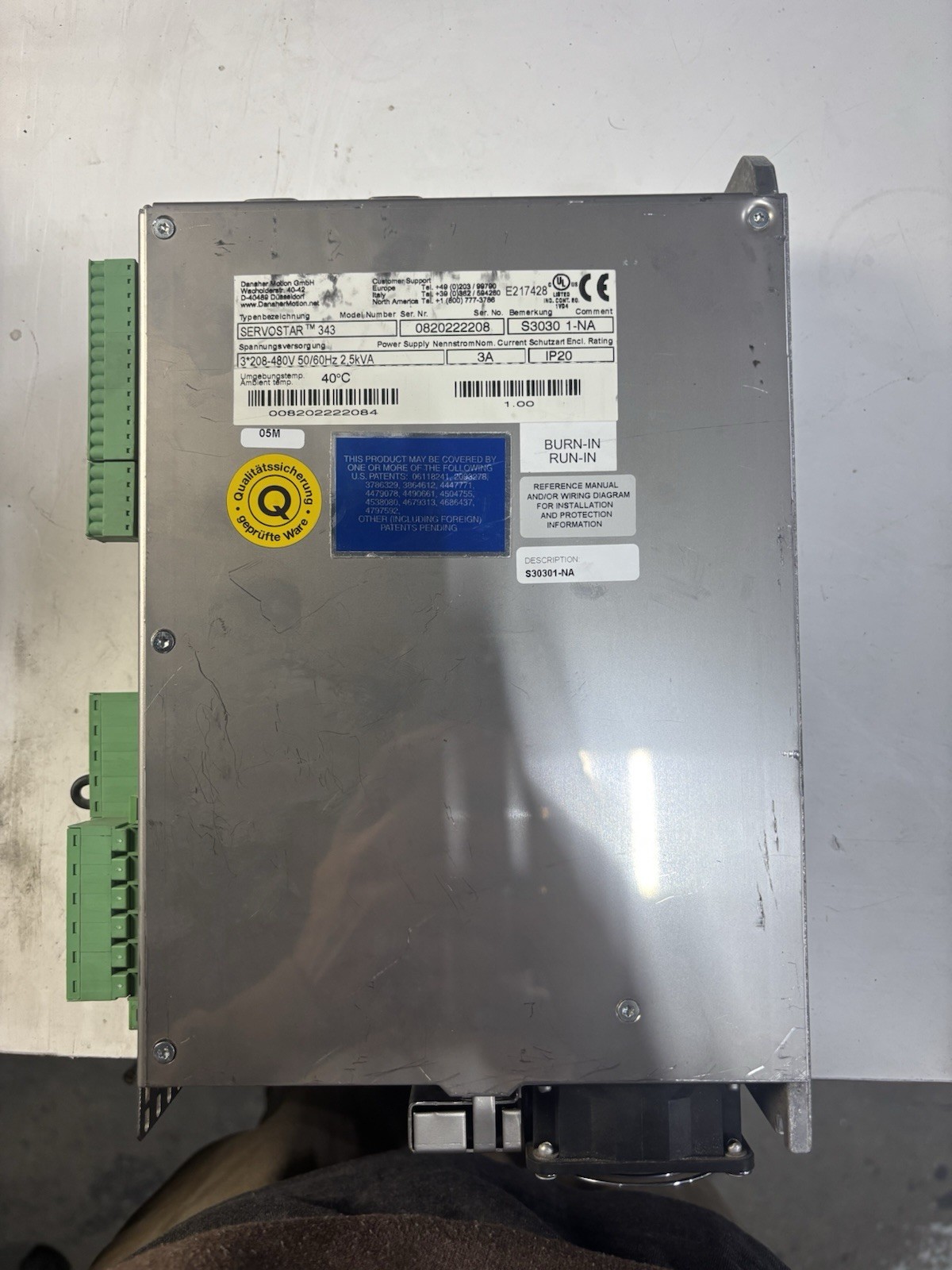 Used & Tested KOLLMORGEN SERVOSTAR 343 / S3030-1-NA Servo Drive