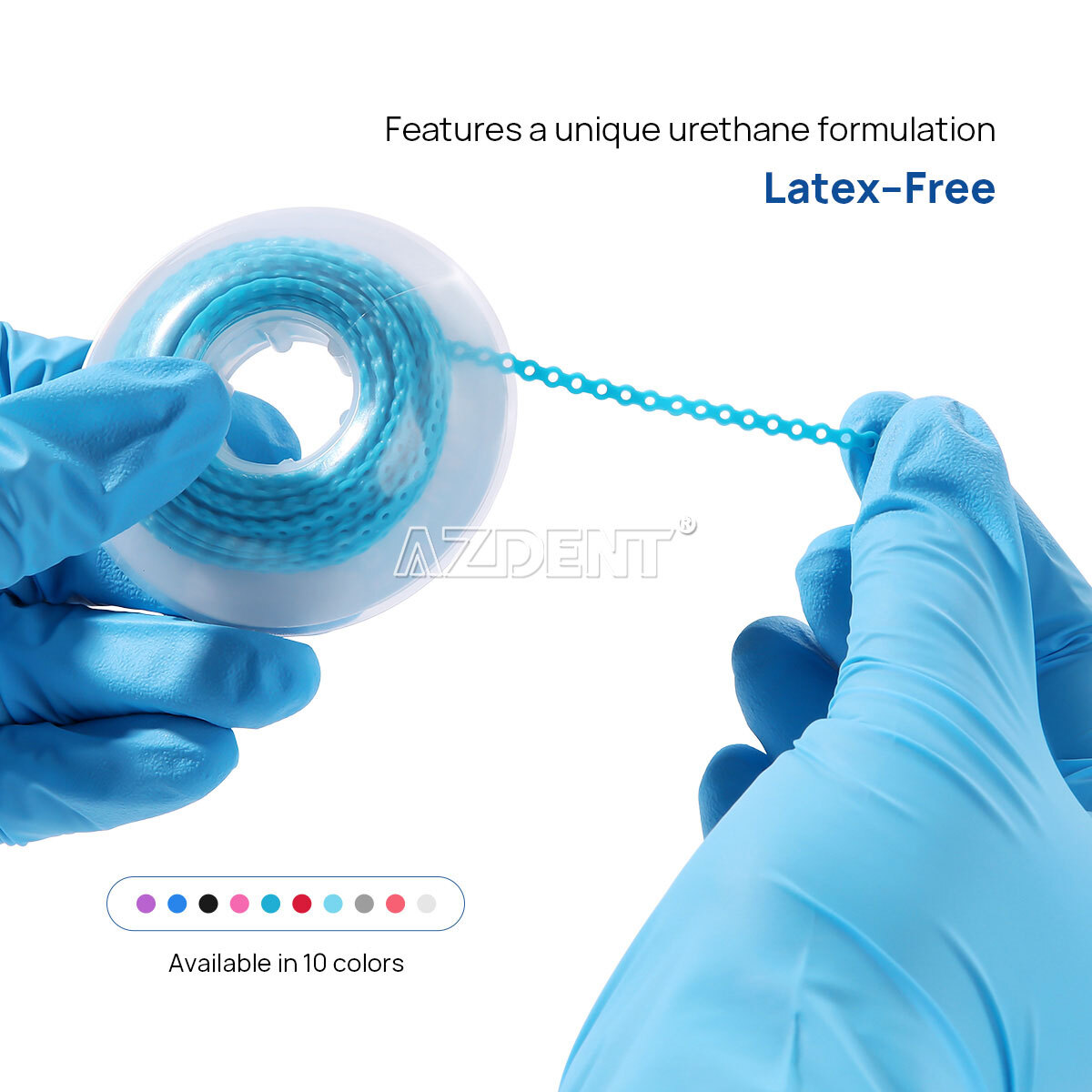 AZDENT Dental Orthodontic Colored Elastic Power Chain Elastic Ligature Ties