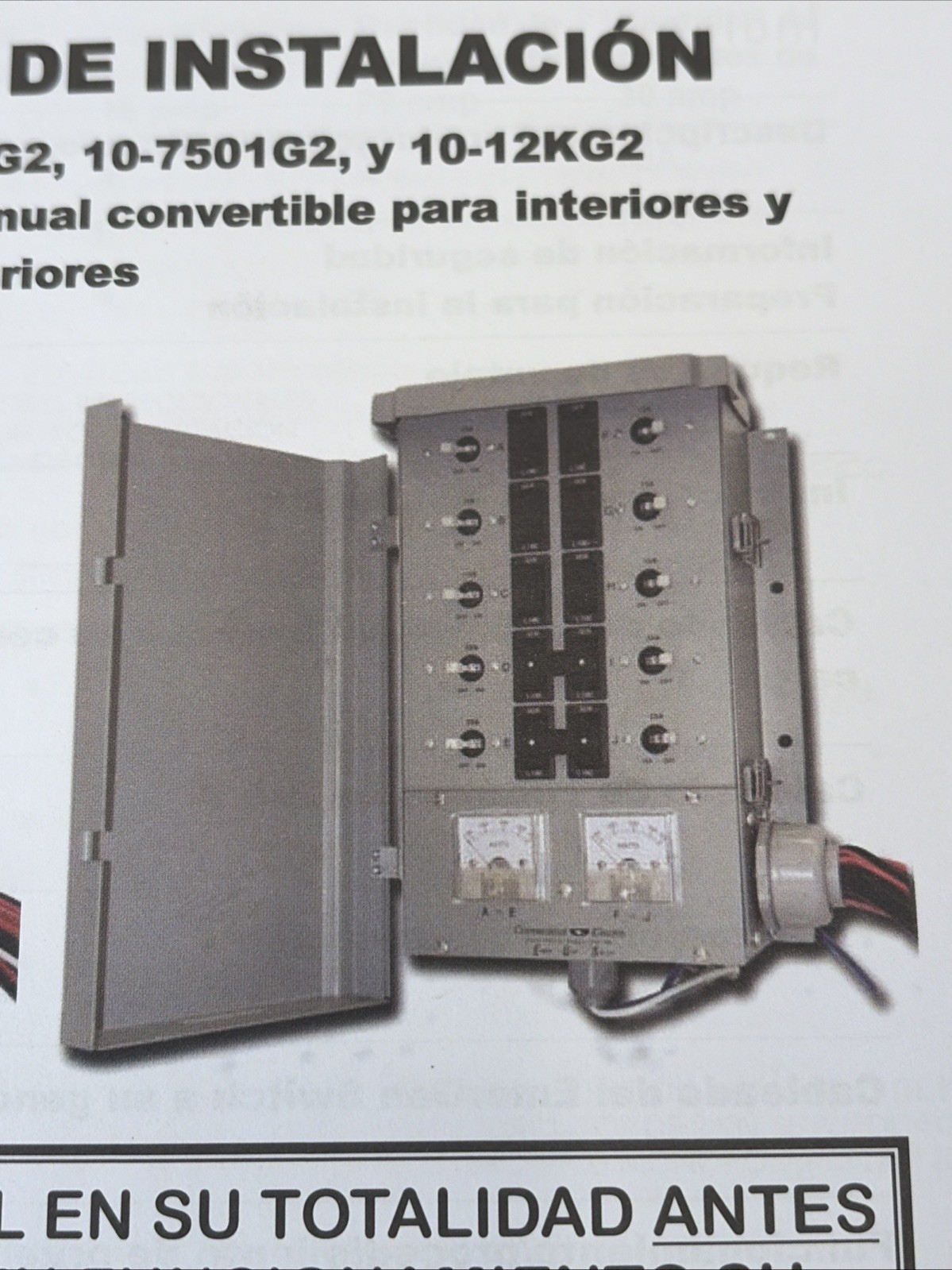 Connecticut Electric Manual Transfer Switch 50A 10-Circuits EGS10-12KG2 12500 W