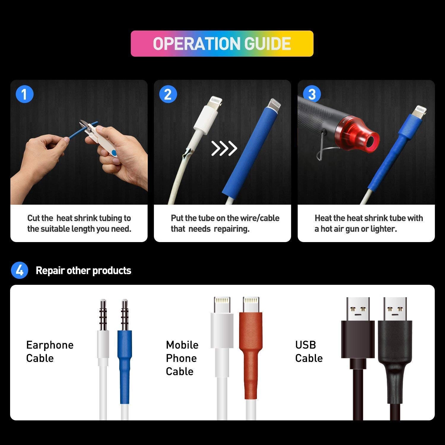 Heat Shrink Tubing Kit Mini Heat Gun and 328 PCS Shrink Wrap Tubes
