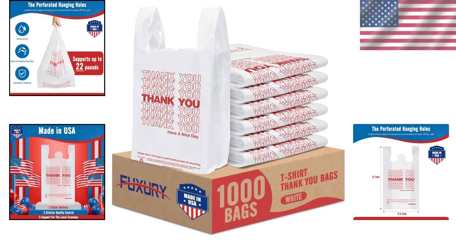 Thank You Plastic Bags – Bulk, High-Quality, Durable, White, 1000 Count