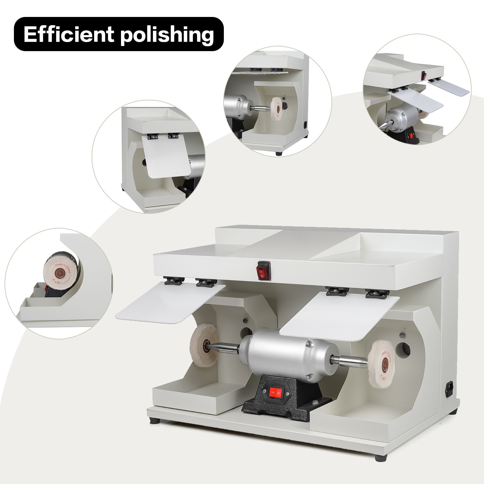 Dental Lab 550W Polishing Lathe Machine 2800rpm with LED Light 2 Big Covers USA