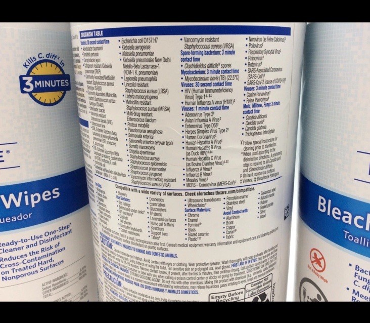 Clorox Healthcare Bleach Germicidal Disinfecting Wipes Unscented, 3/LOT