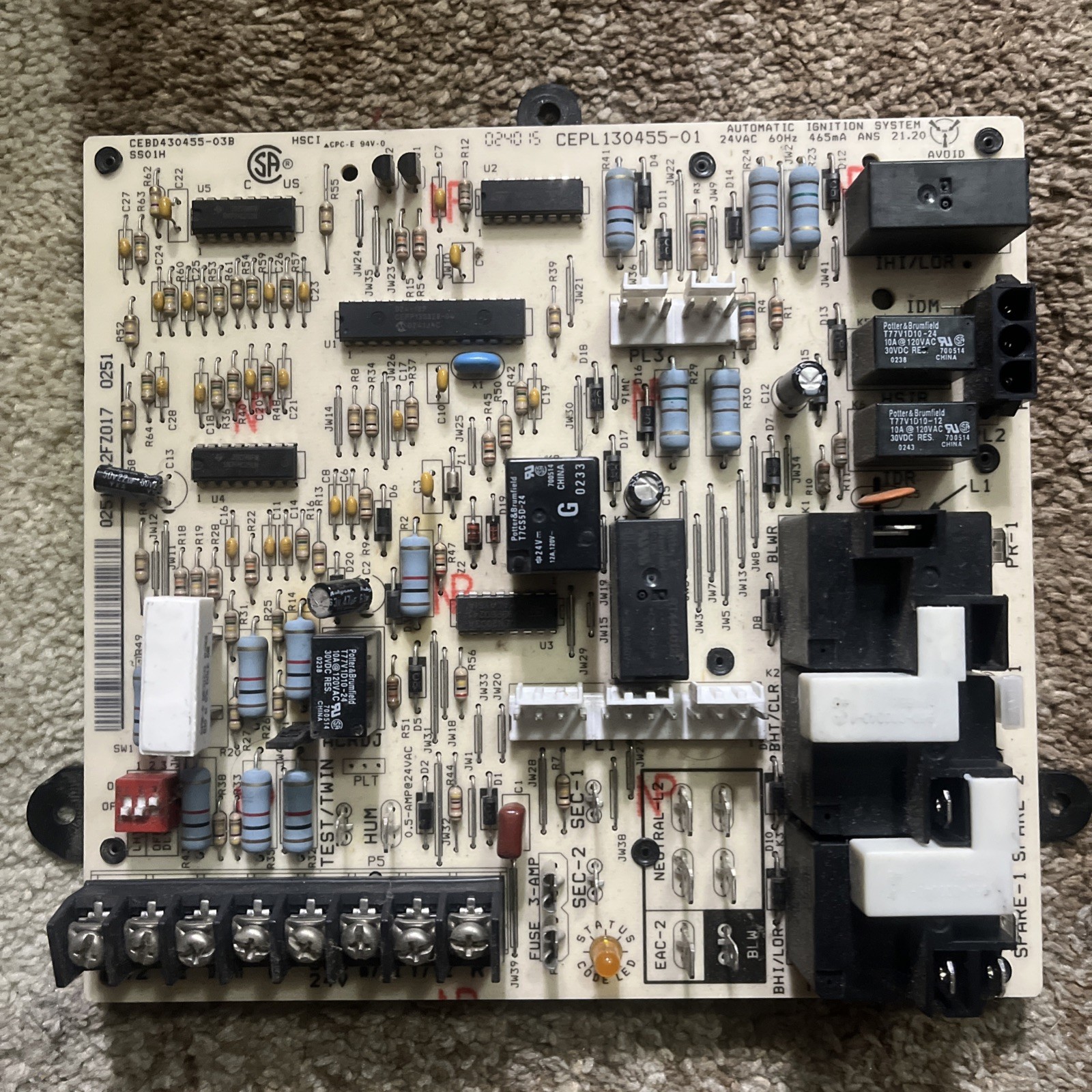 Furnace Control Board CEPL130455-01, CEBD430455-03B,0313HK42FZ017, Num#271