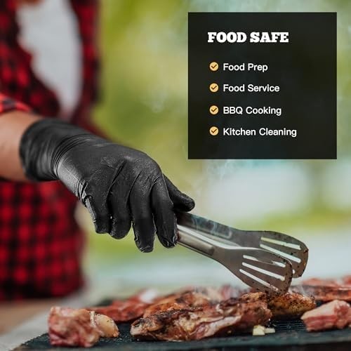 100X Black Nitrile Nitro Powder Free Disposable Gloves – Heavy Duty 6g Thickness