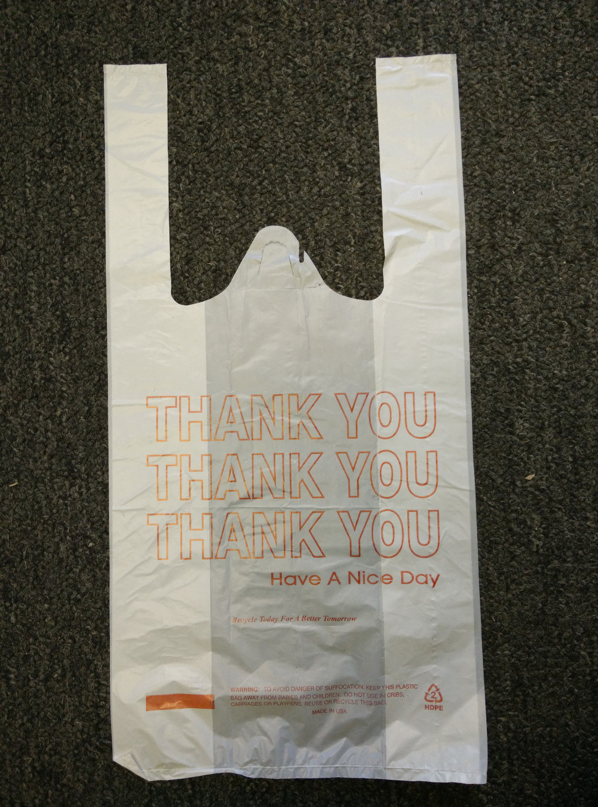 Small T-Shirt Bag Bags White Thank You 8″x4″x16″ 25/50/100/150/200/250/300/400