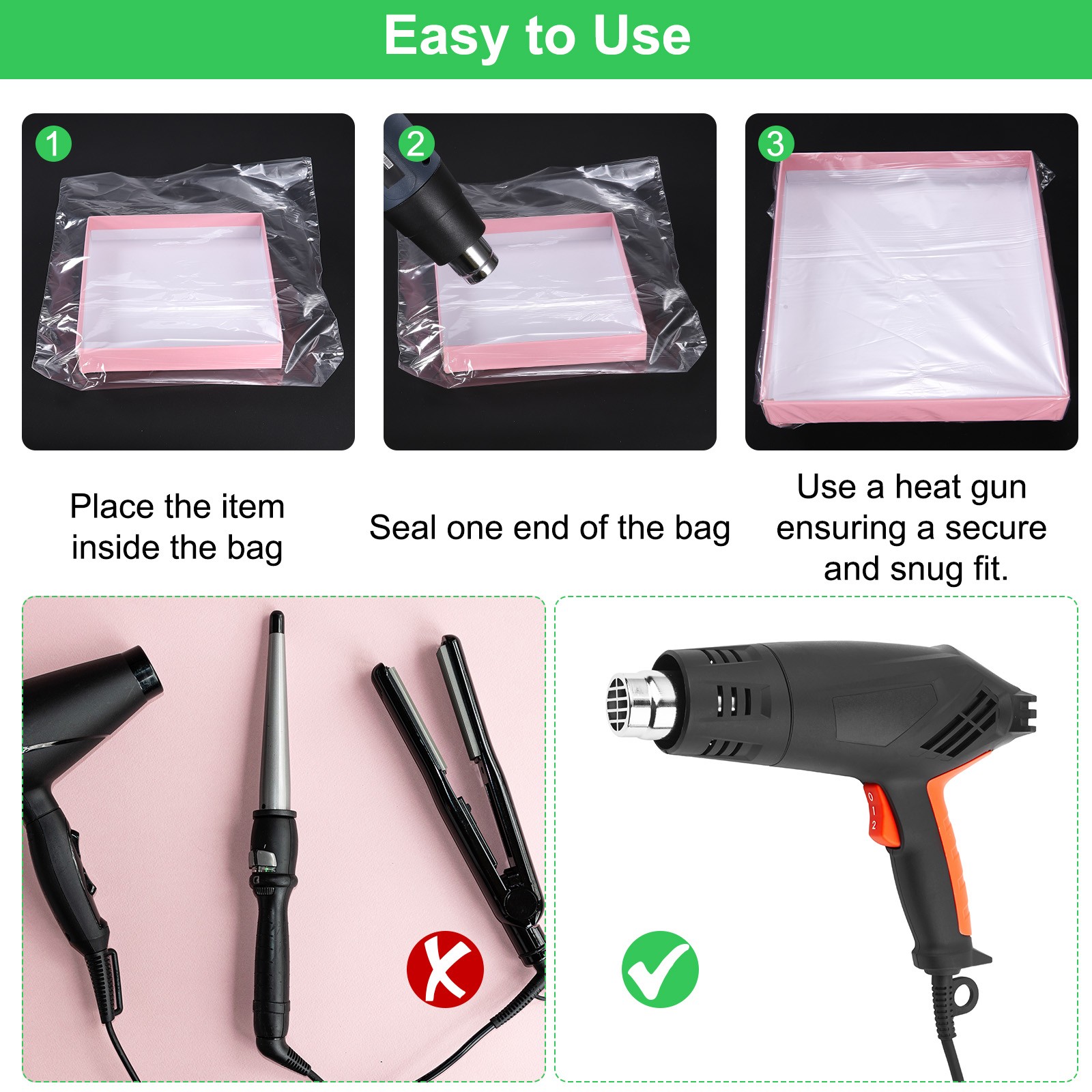 150Pcs Heat Shrink Wrap Bags 6″ x 9″ POF Heat Shrink Film Wrap