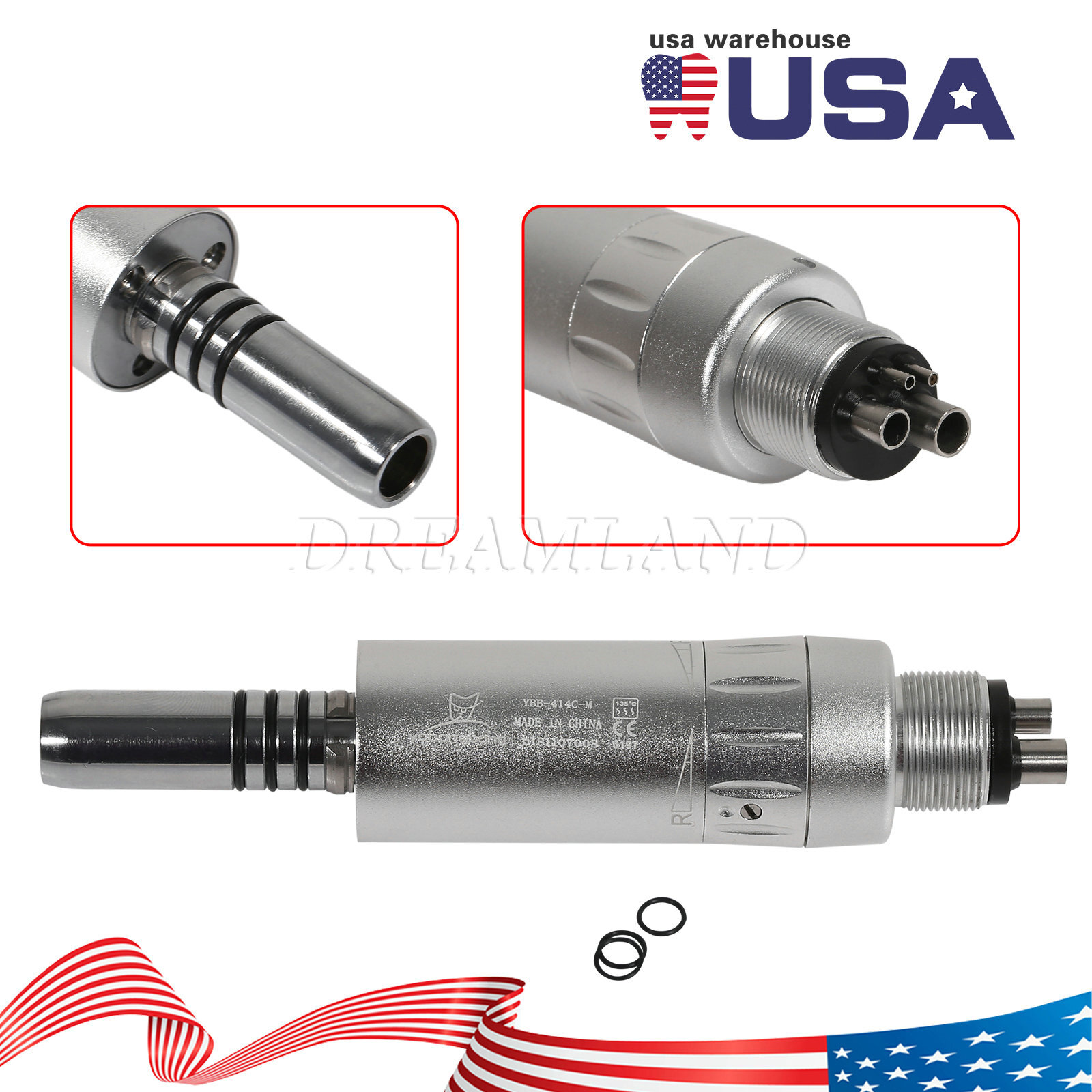Dental E-type Air Motor Slow Low Speed Handpiece 4 Hole Inner Water Spray USA