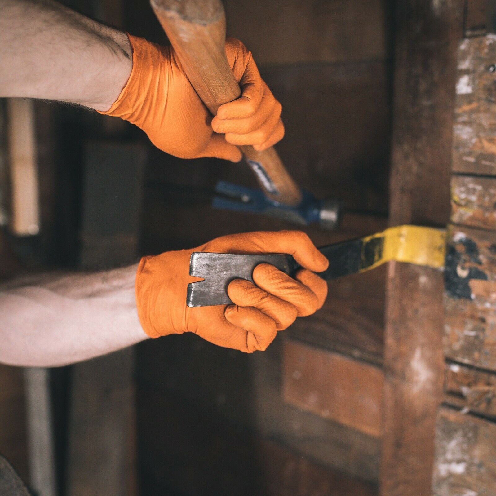 GLOVEWORKS HD Orange Nitrile Disposable Gloves 8 Mil Raised Diamond Texture