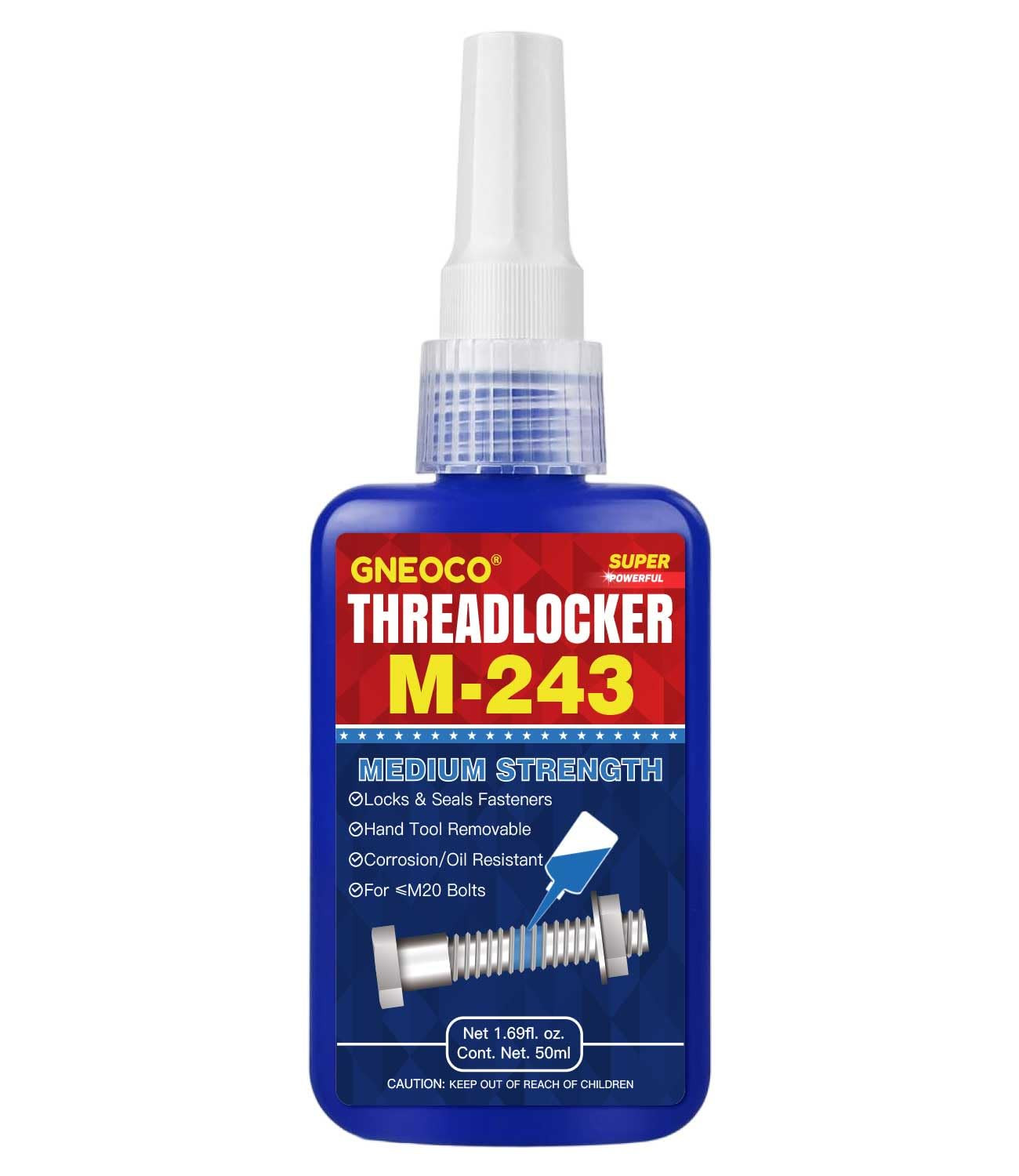 Threadlocker Blue, Thread Lock Medium Strength Lock Tight for Nuts, Bolts, Faste