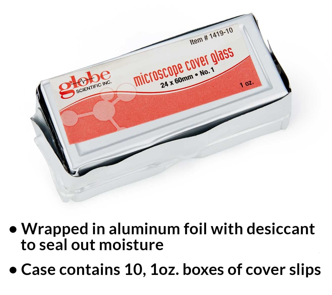 Globe Scientific 1419-10 Cover Glass, 24 x 60mm, No. 1 Thickness (Case of 10)