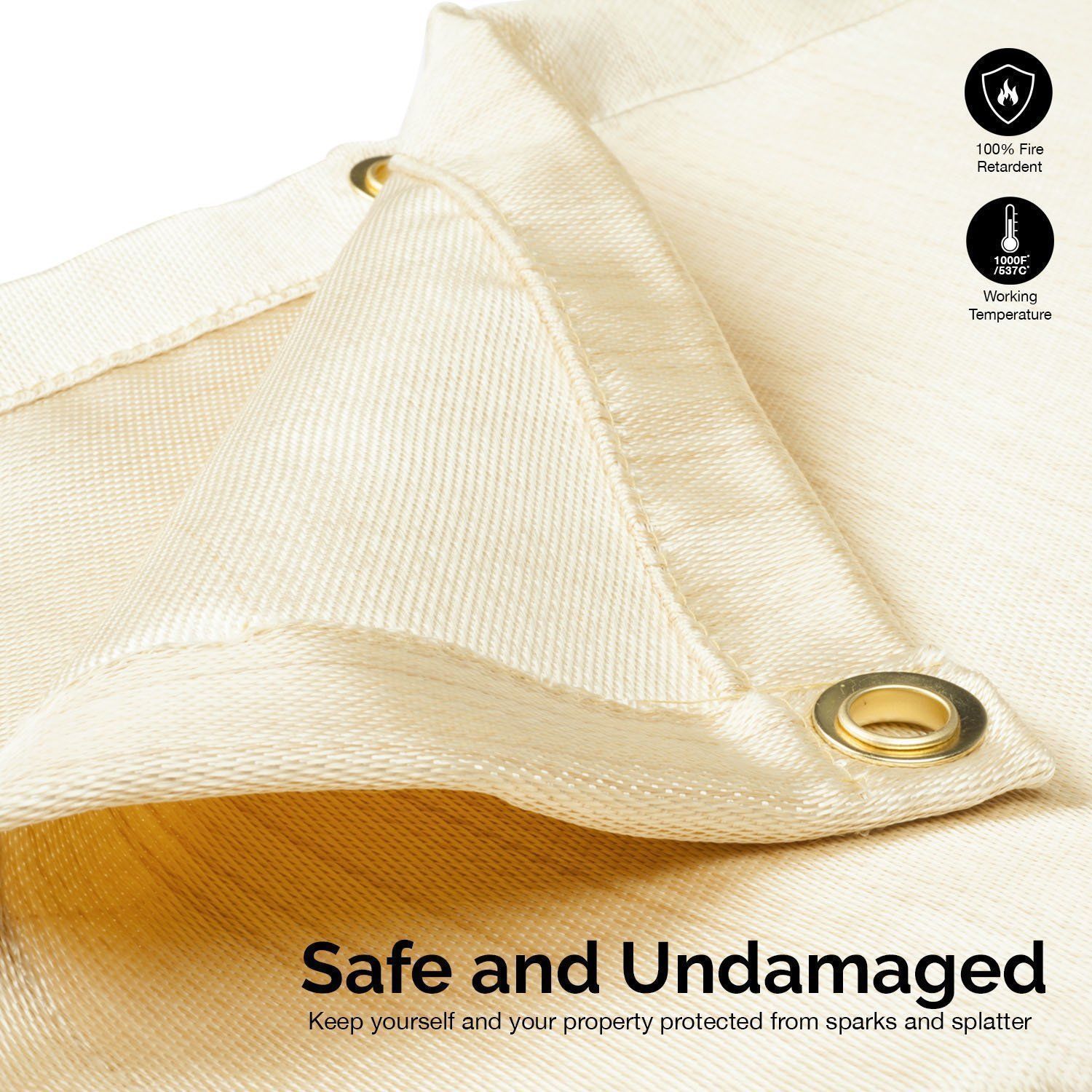 Welding Blanket | 4′ x 6′ Fire Flame Retardant Fiberglass Safety Shield Grommets