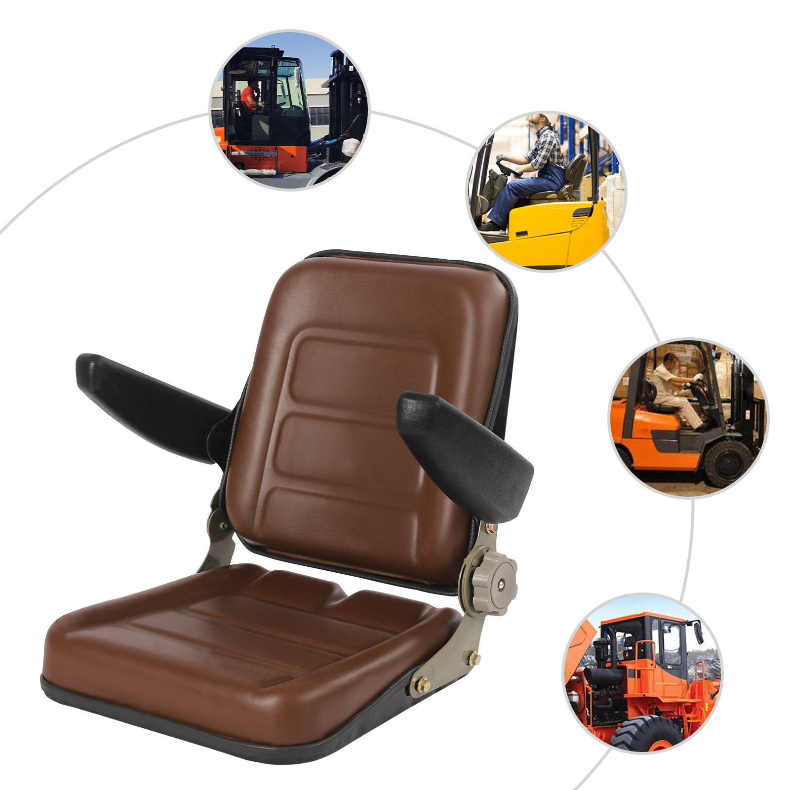 Tractor Forklift Seat SUSPENSION FORKLIFT SEAT with Adjustable Backrest+Armrest