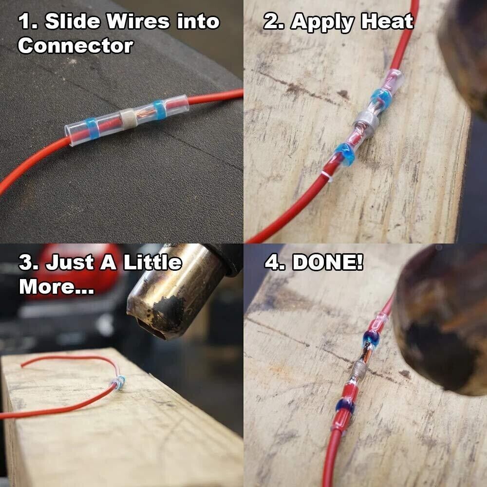 1000-50 Seal Solder Sleeve Heat Shrink Waterproof Butt Wire Connectors Terminals
