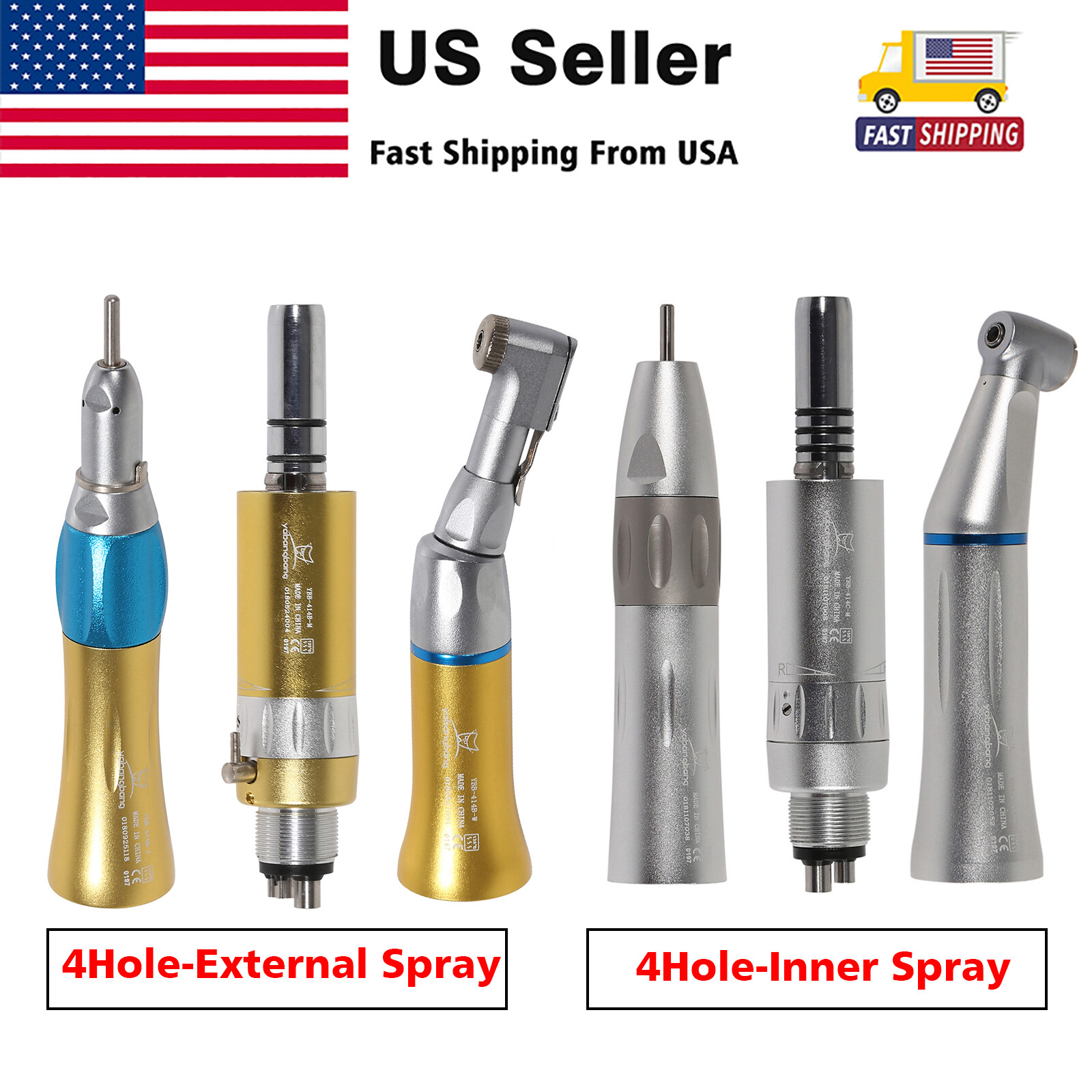 Dental Straight low Speed Handpiece 4-H Motor Contra Angle Inner /External TXO