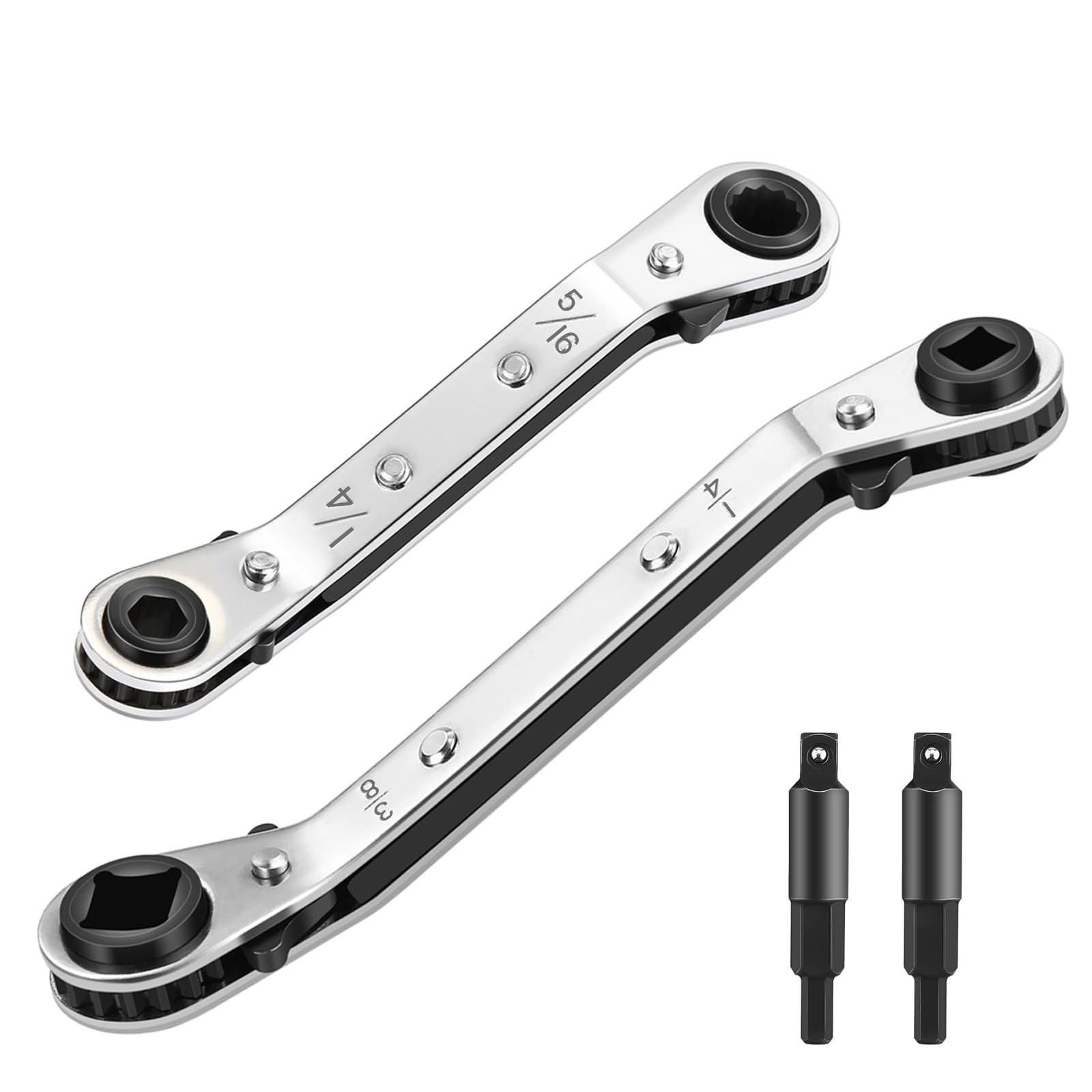 2PCS HVAC Service Wrench 3/16″, 1/4″, 5/16″, 3/8″, with Hex Bit Adapter
