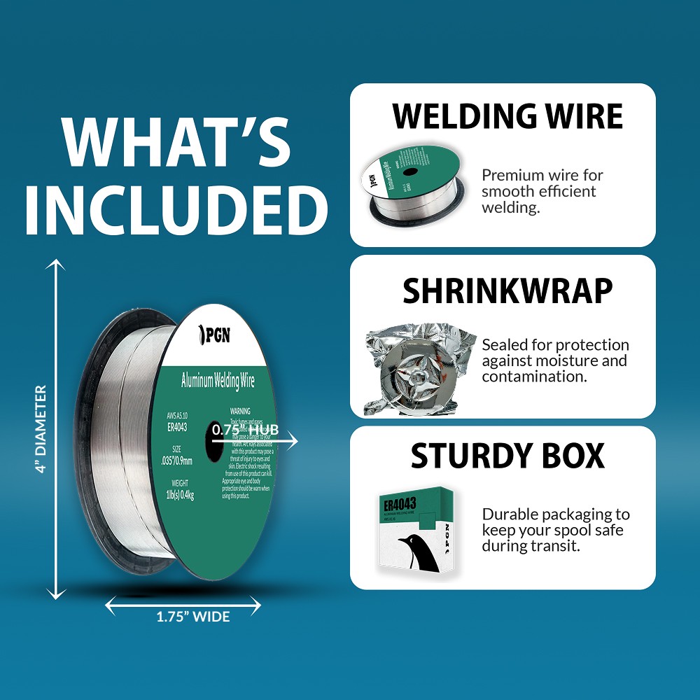 (2 x 1-Lb Spools) PGN ER4043 .035″ MIG Aluminum Welding Wire