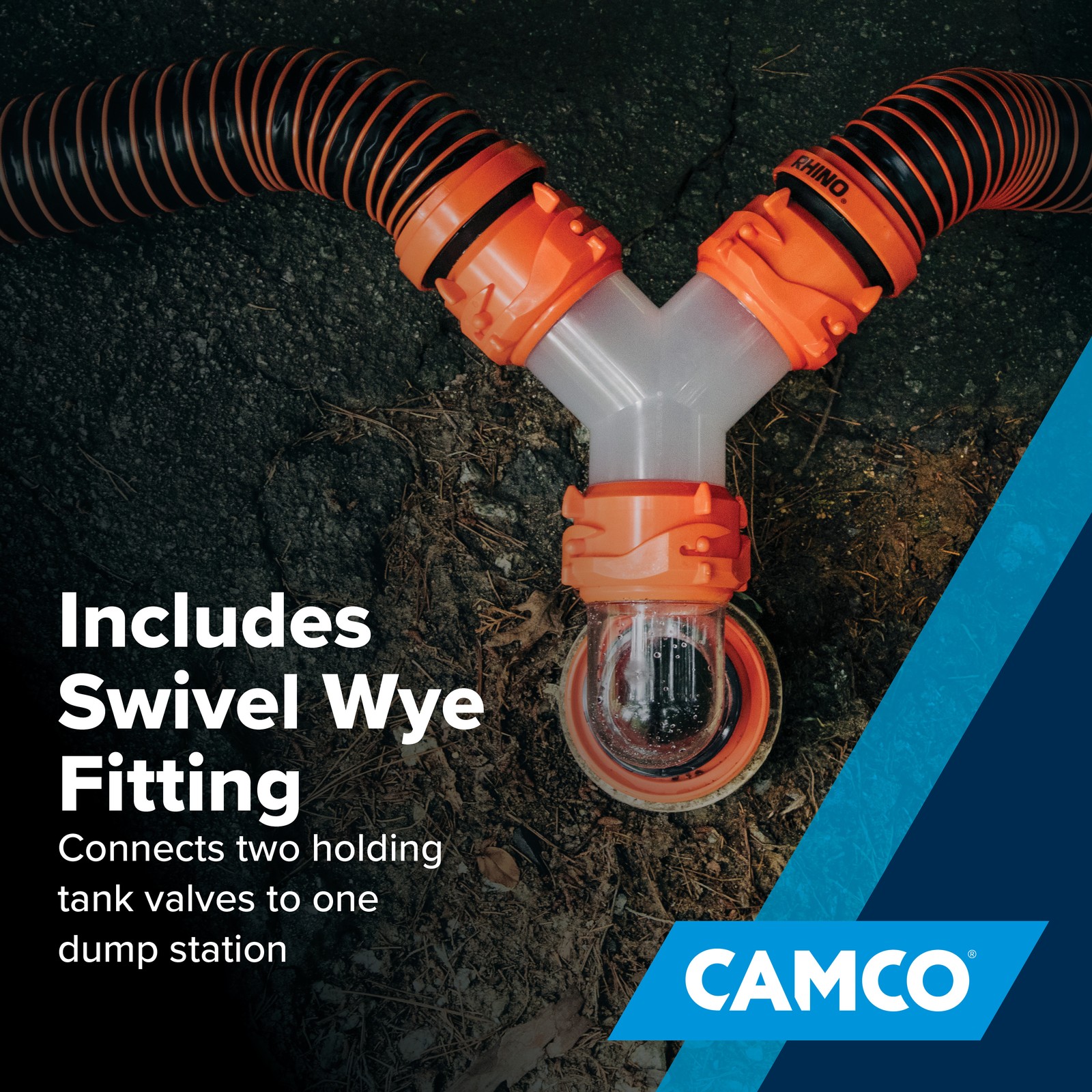 Camco RhinoEXTREME 20 Ft Sewer Hose Kit with 360 Degree Clear Swivel Wye Fitting