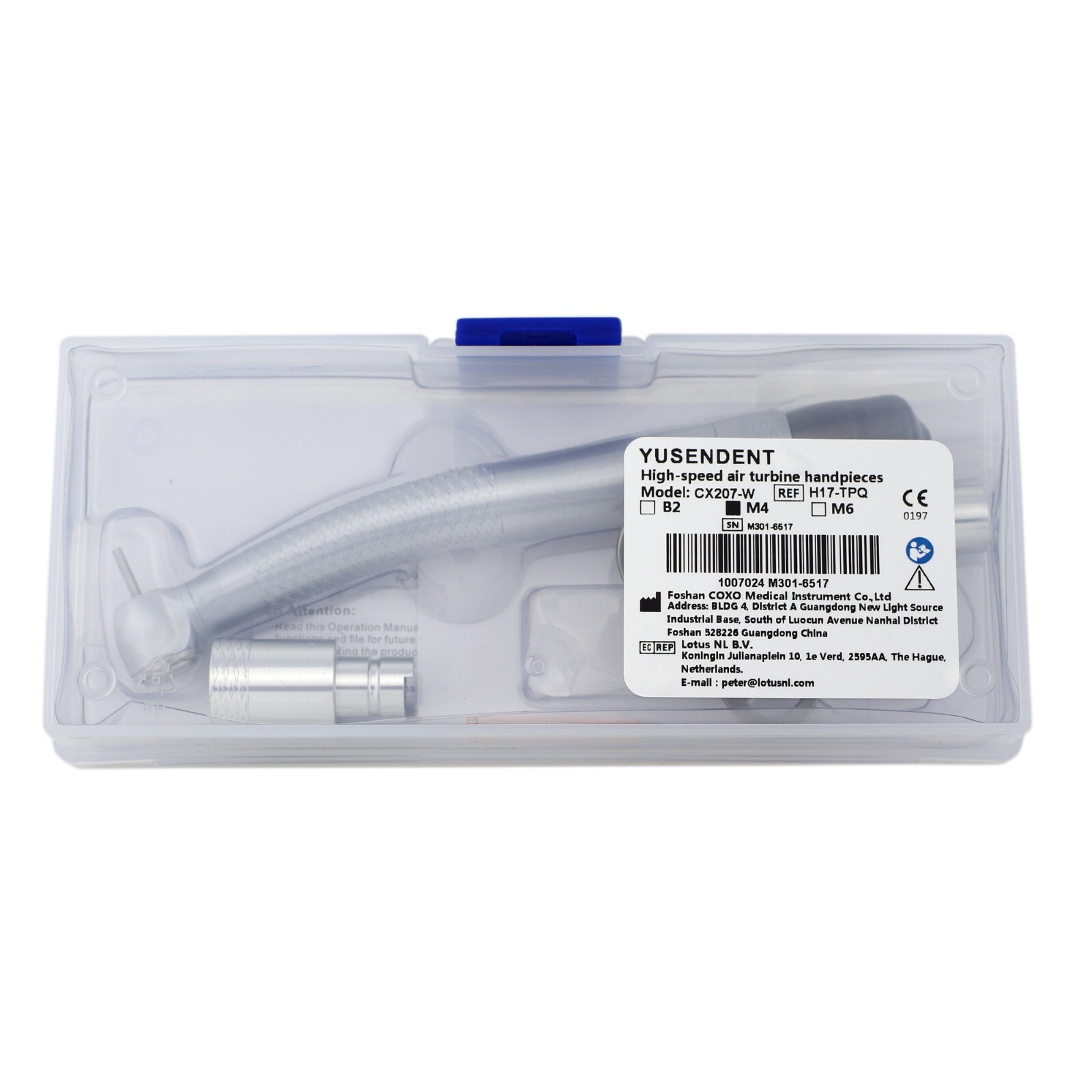 COXO Dental Turbine Handpiece 4 Hole High Speed CX207-W Sinol Quick Coupling M4