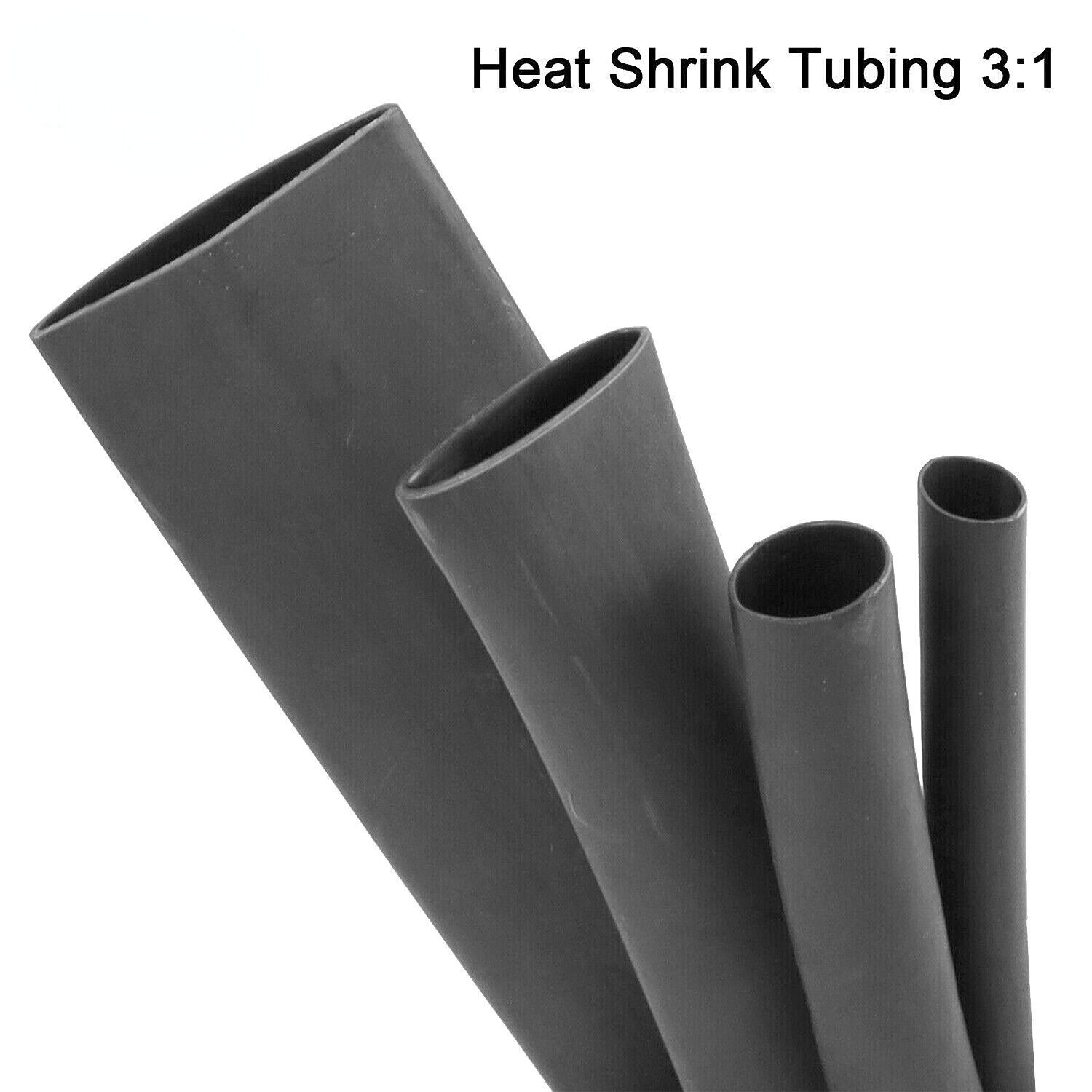 BLACK φ 6.4mm 1/4″ Heat Shrink Tubing Dual Wall 3:1 Marine Adhesive Glue Lined