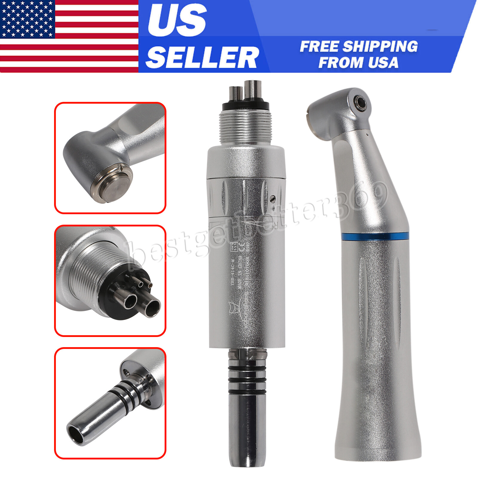 Dental Slow Low Speed Handpiece Push Contra Angle NSK Style Air Motor 4Holes