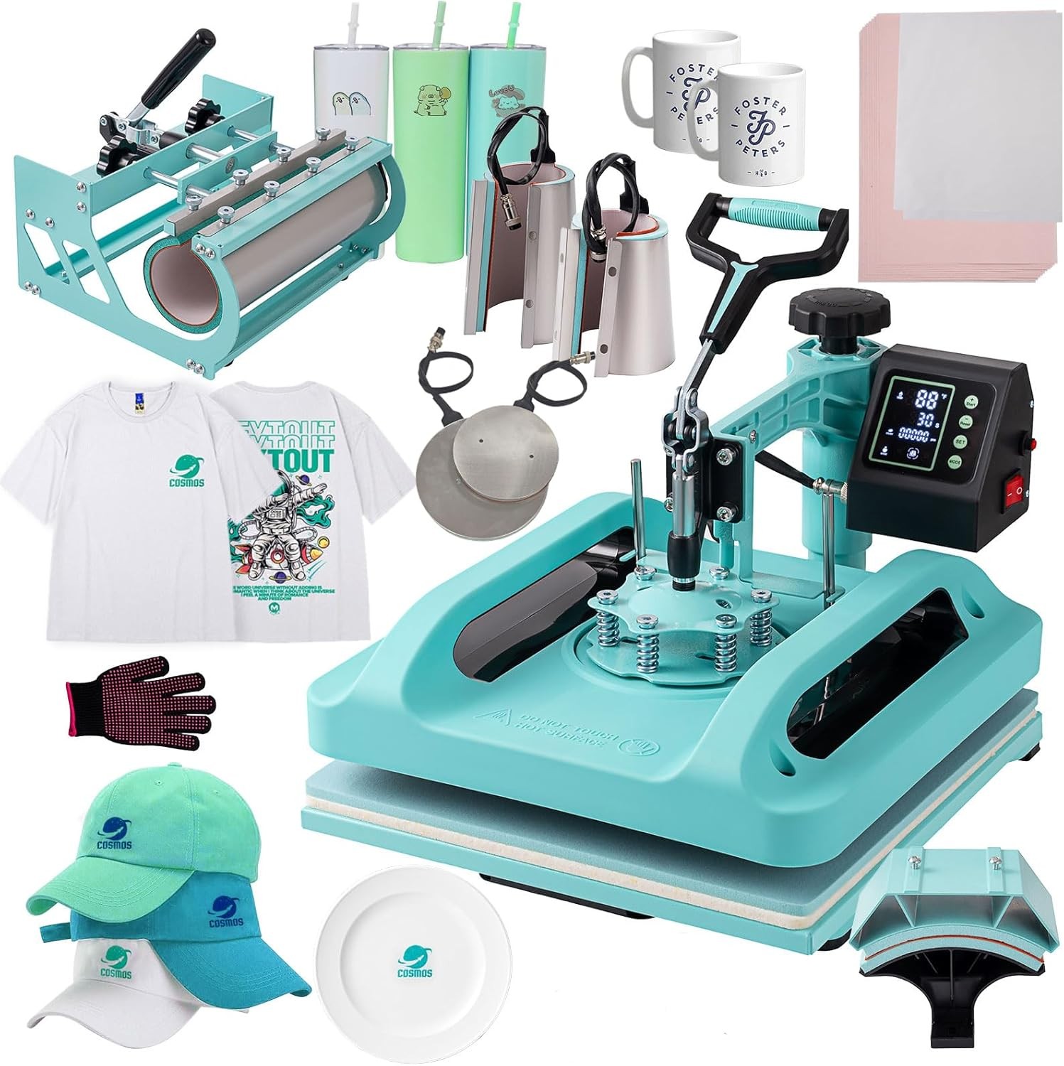 Combo 8 IN 1 T-Shirt Heat Press Transfer Machine 15″x15″ Sublimation Swing Away