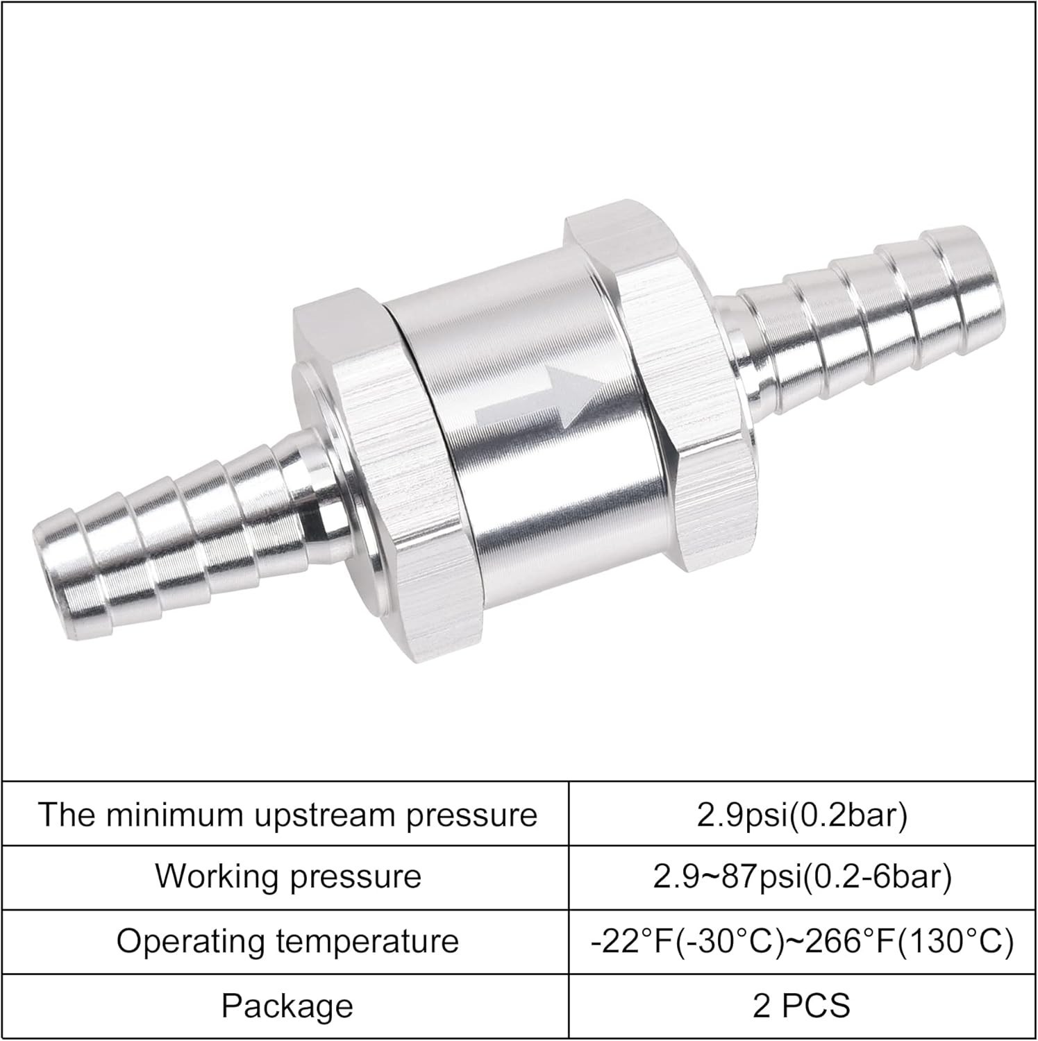 2x 6mm 1/4″ Fuel Line Non-Return One Way Air Fuel Oil Check Valve Diesel Gas