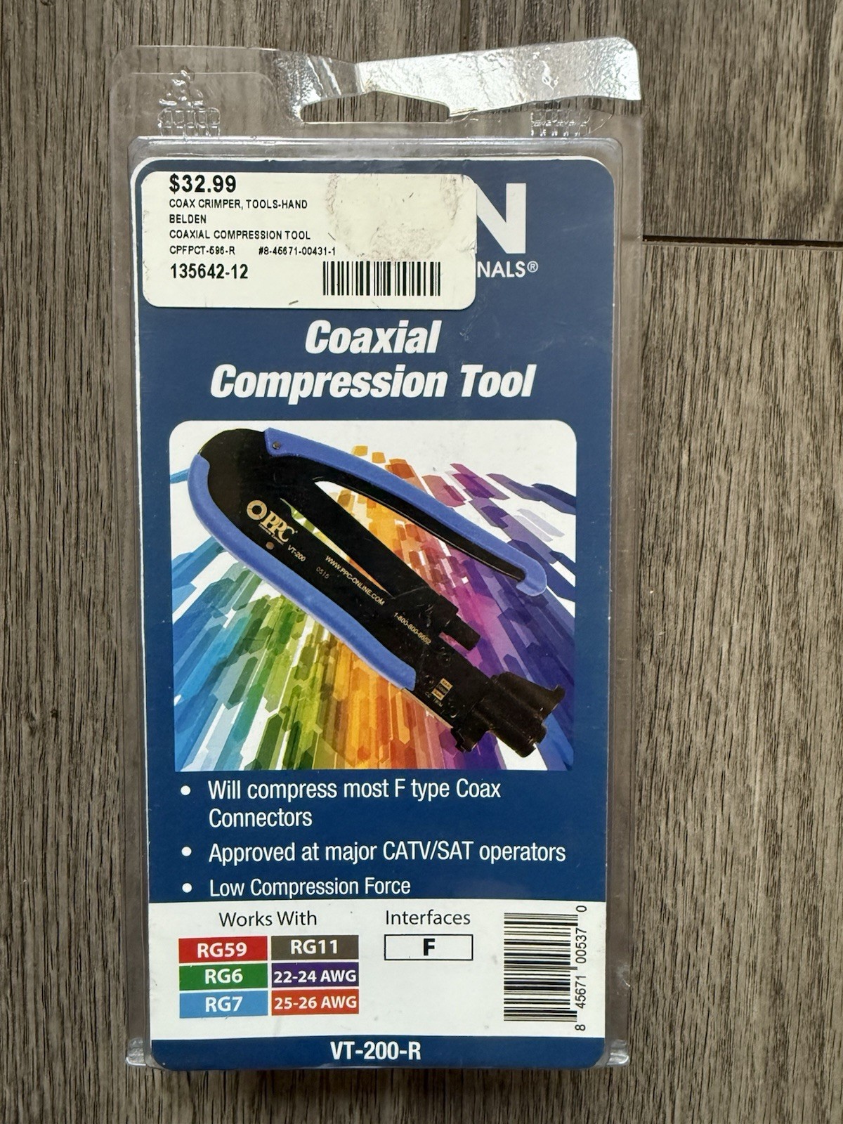 Belden PPC VT-200-R Coaxial Compression Tool Coax Crimper F-Type RG6 RG59 RG11