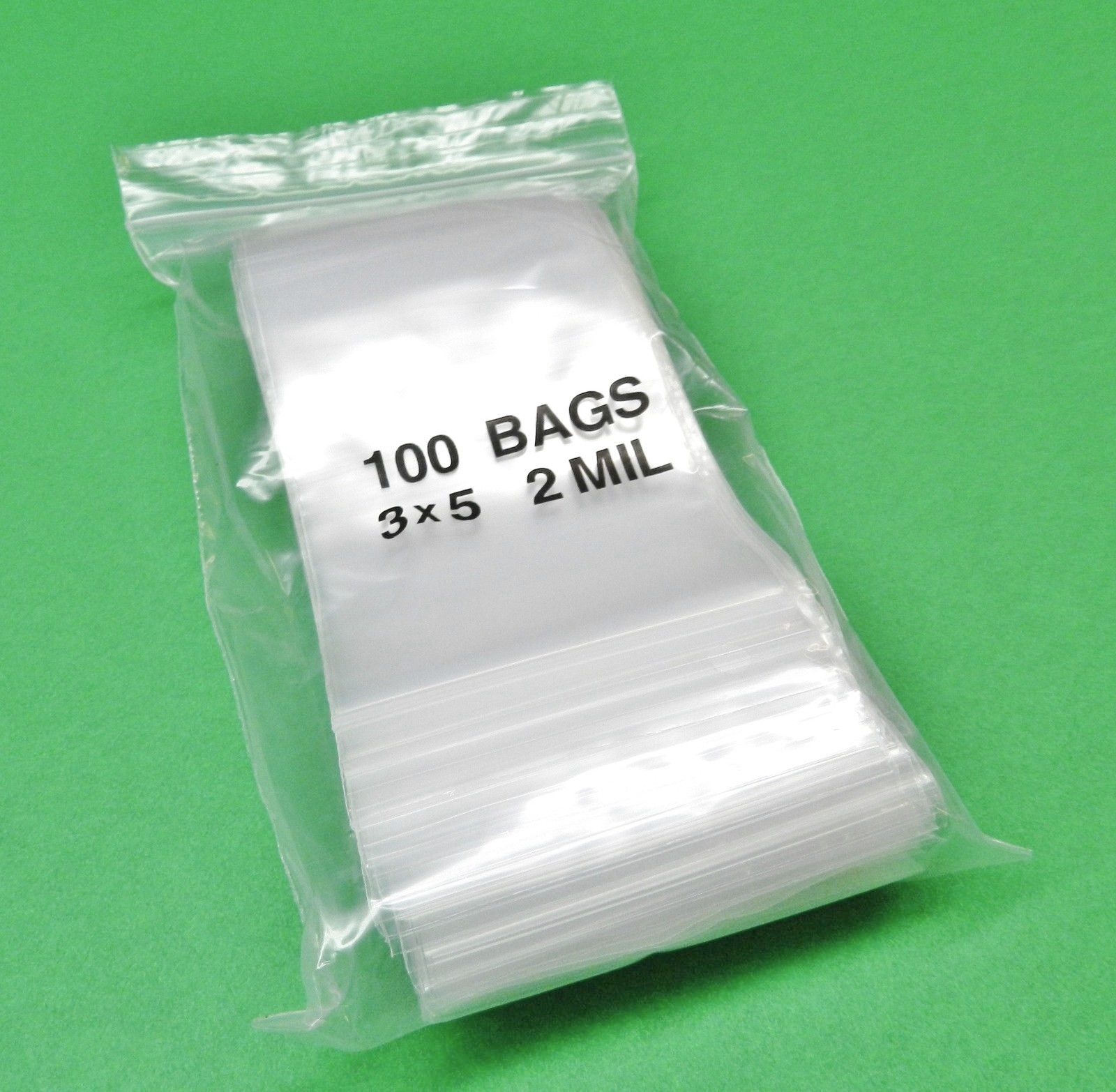3″ x 5″ Reclosable Bag 100 Clear 2mil Resealable Poly Bags 3×5 2 Mil