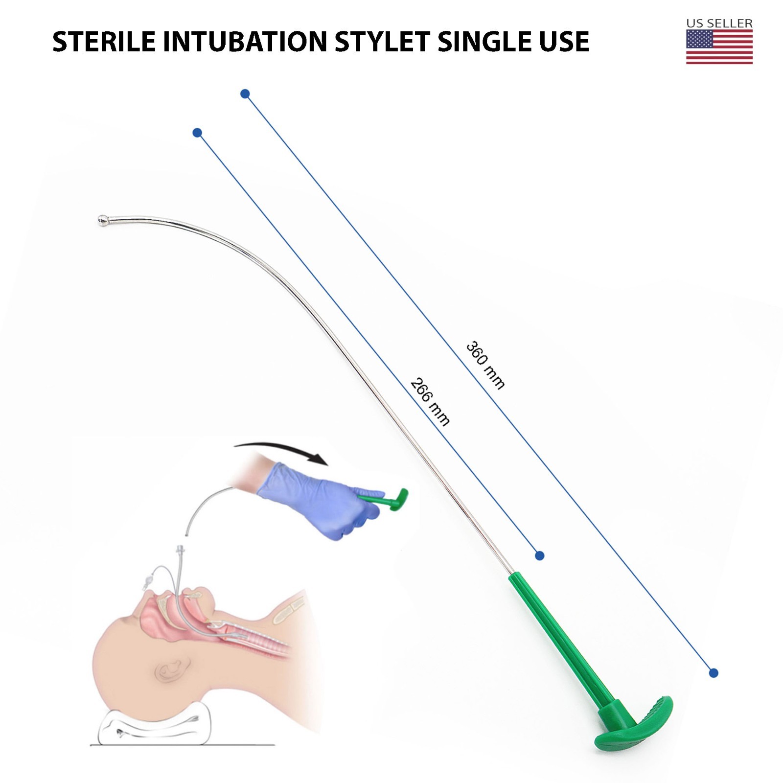 Intubation Stylet Sterile Single Use Stylets Anesthesia Instruments 10 Pack