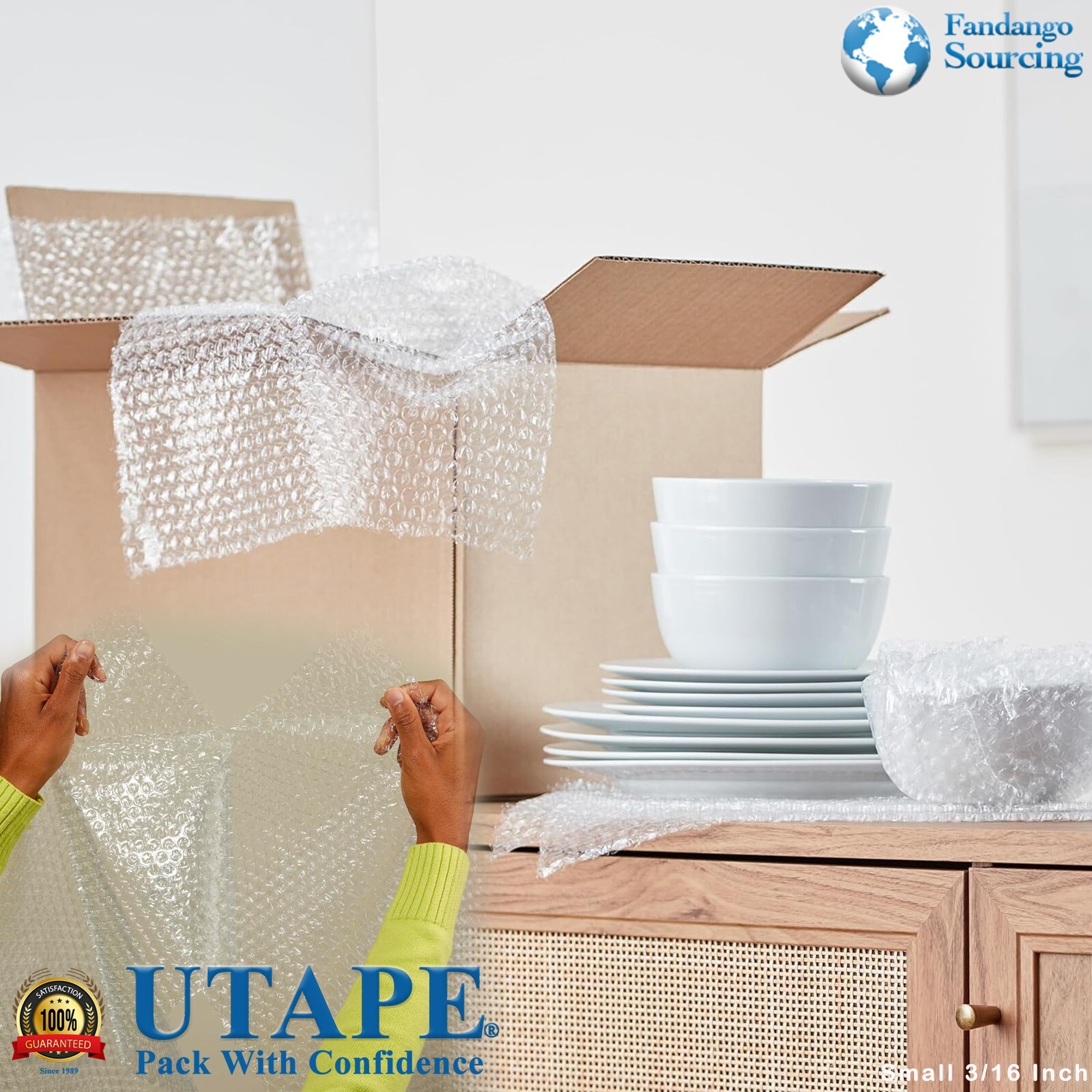 3/16″ Small Bubbles Plastic Wrap Cushioning wrap 12″x10FT Perforated every 12″