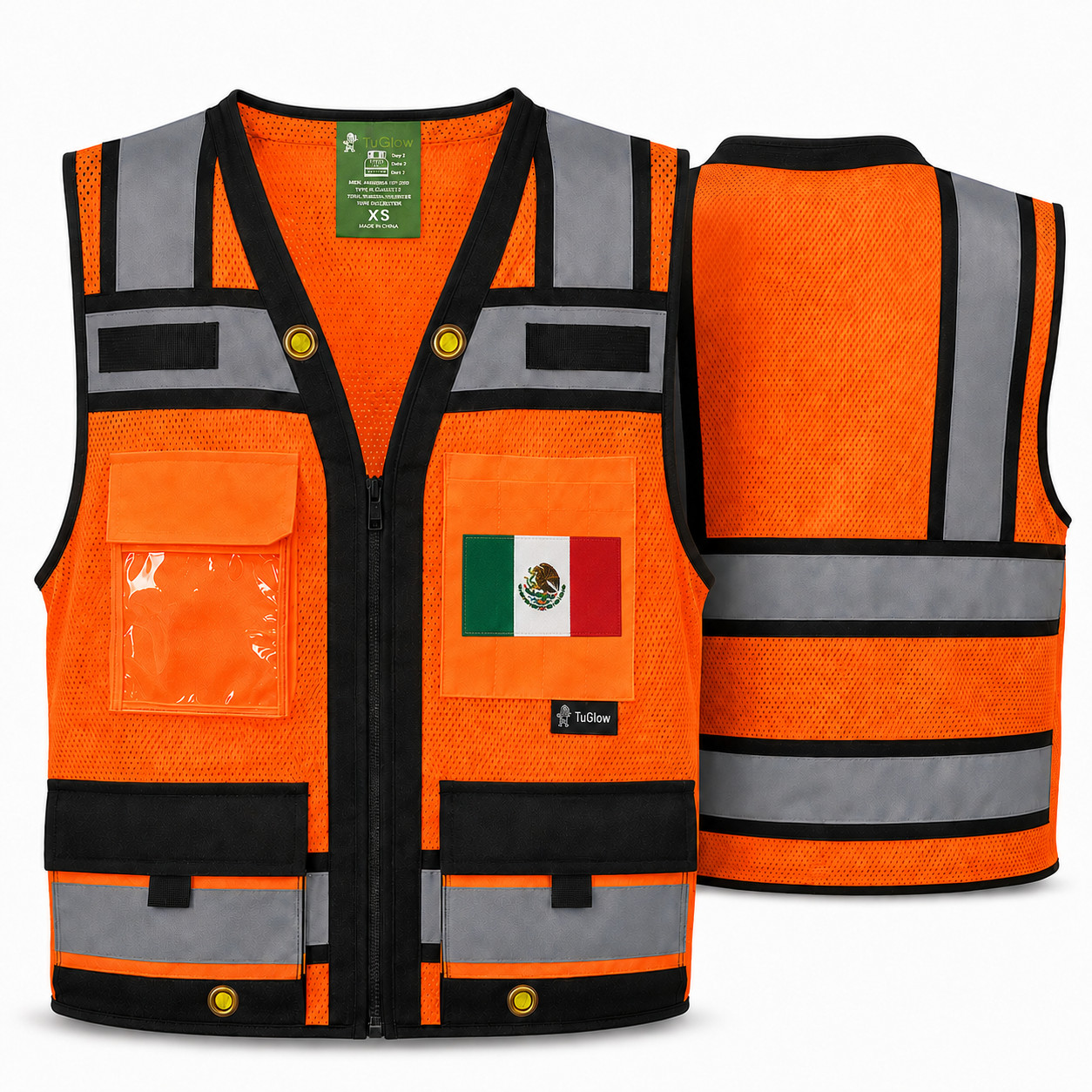 USA FLAG HIGH VISIBILITY Surveyor Two Tones Safety Vest Mesh front & back