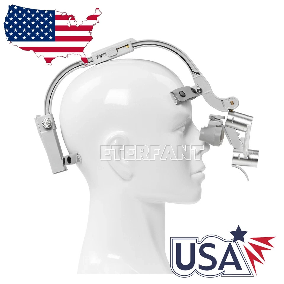 ETERFANT 3.5X Dental Headband Binocular Loupes 5W Dual LED Head Light 2Leds Blue