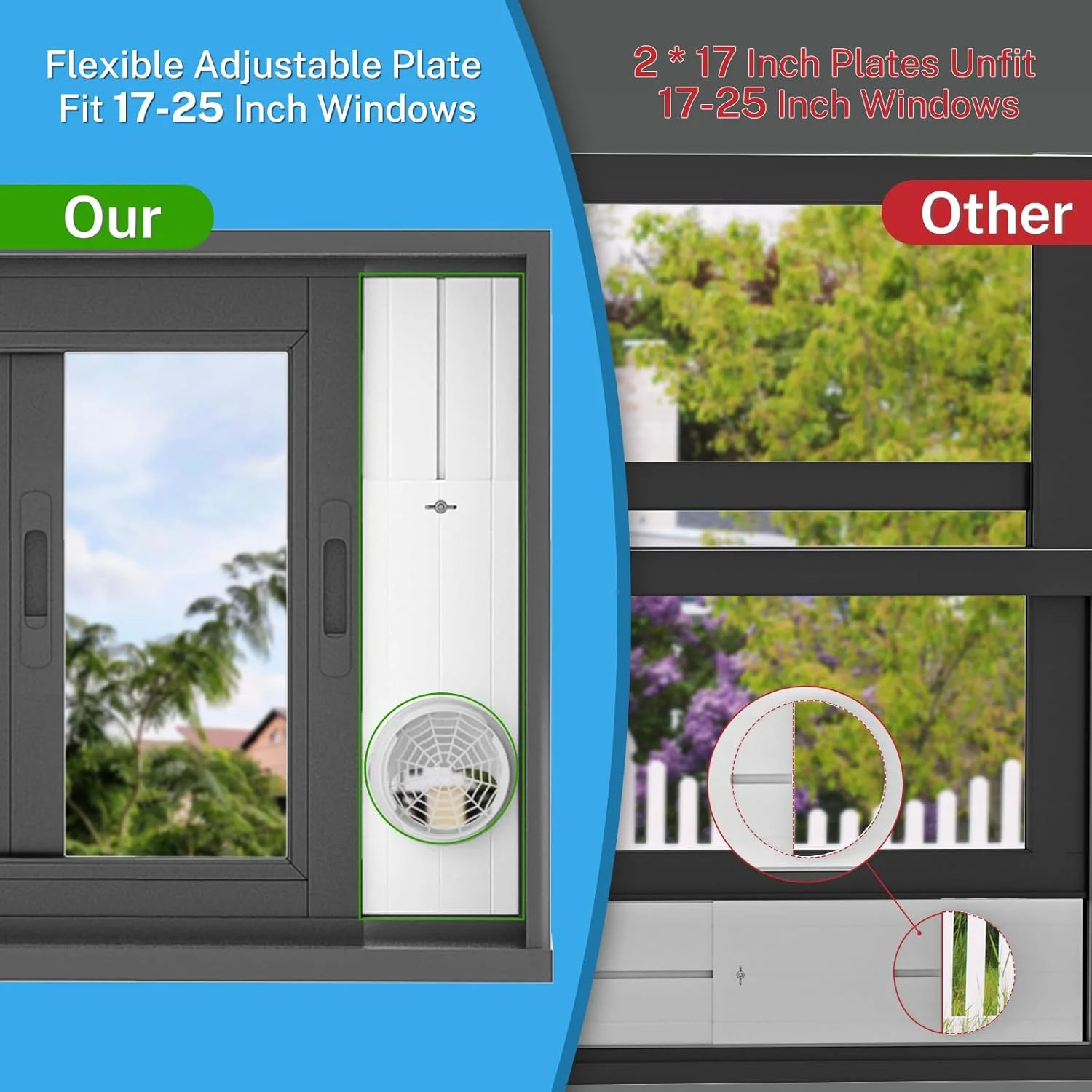 Portable AC Window Vent Kit with 6 Inch 345 CFM Inline Fan & Universal Coupler,