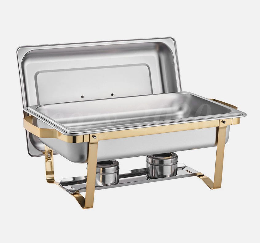 4 Pack Chafing Dish Buffet Set 9QT Stainless Steel Chafing Dishes Gold & Silver